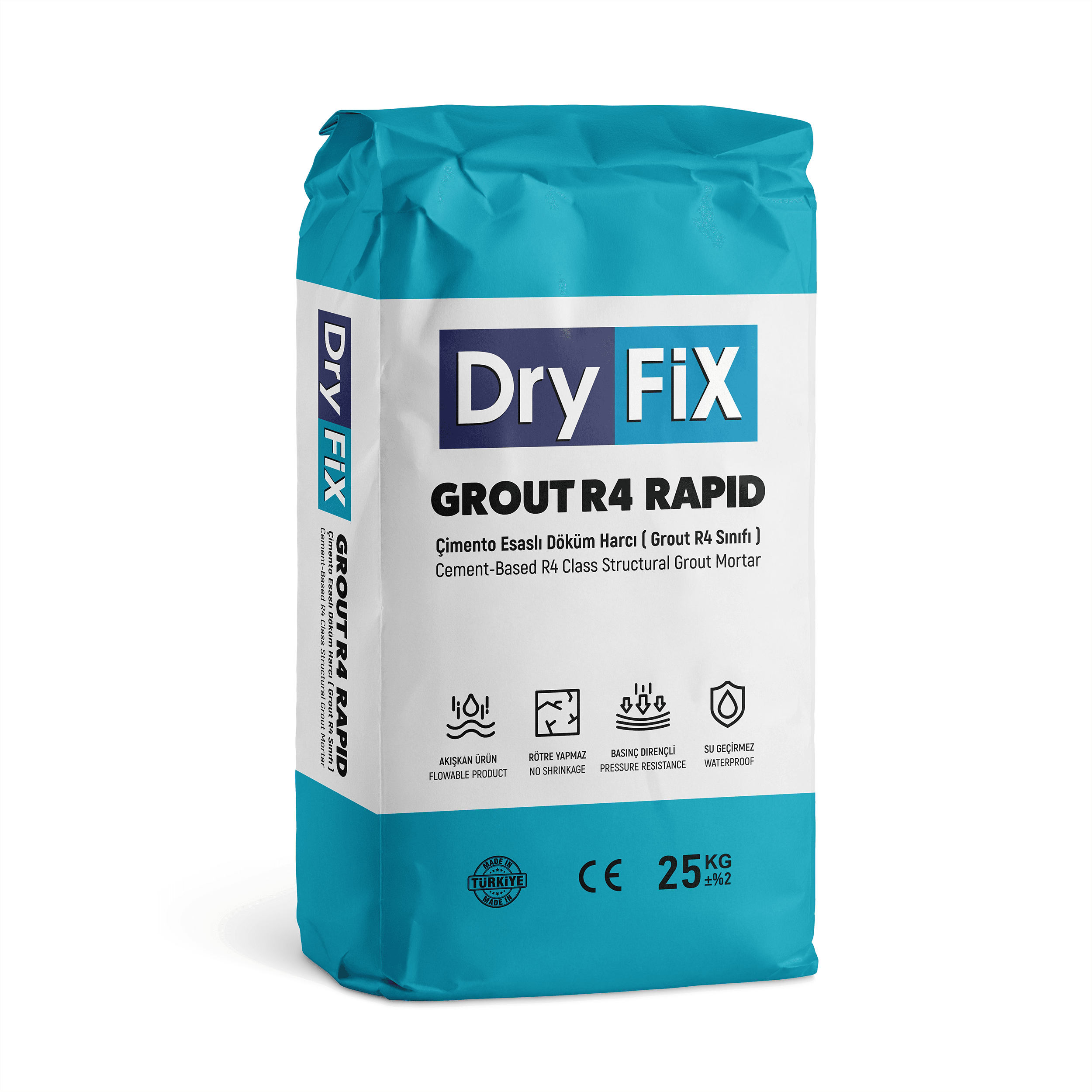 Çimento Esaslı, Hızlı Kuruyan Döküm Harcı (Grout R4 Sınıfı) 25 kg | GROUT R4 RAPID 64 ADET