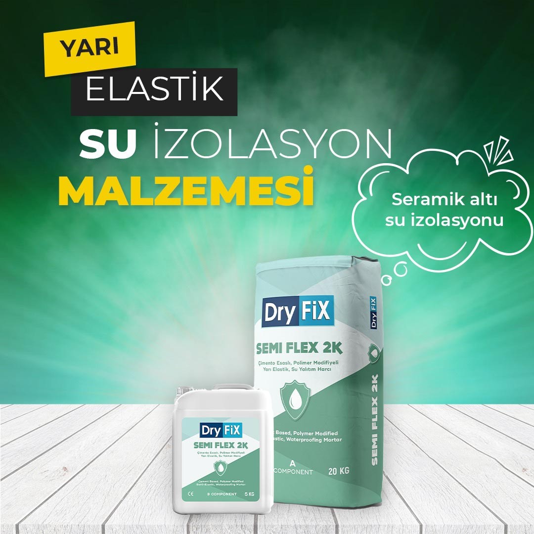 Yarı Elastik Çimento Esaslı Sürme Su Yalıtımı 25 kg/set | SEMI FLEX 2K