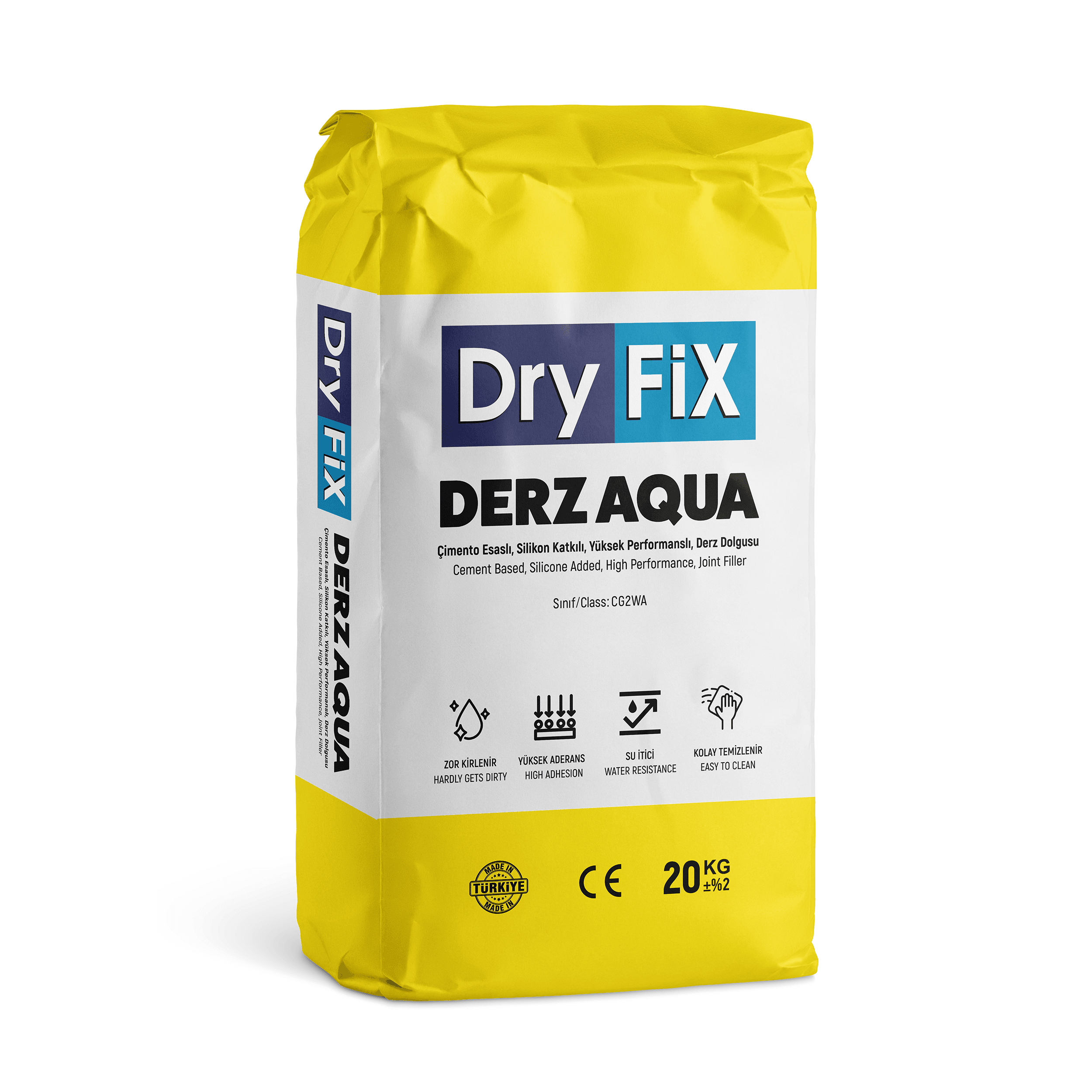 Çimento Esaslı, Silikon Katkılı, Yüksek Performanslı, Derz Dolgusu 20 kg | DERZ AQUA 64 ADET 