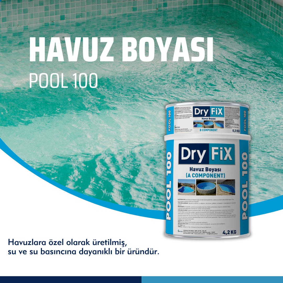 DryFix Havuz Boyası 4,5 kg/set | POOL 100 | Su Geçirmez -Yosun Tutmaz Havuz Boyası