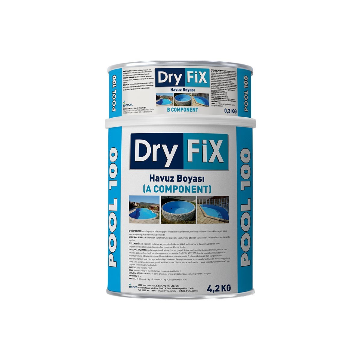 DryFix Havuz Boyası 4,5 kg/set | POOL 100 | Su Geçirmez -Yosun Tutmaz Havuz Boyası