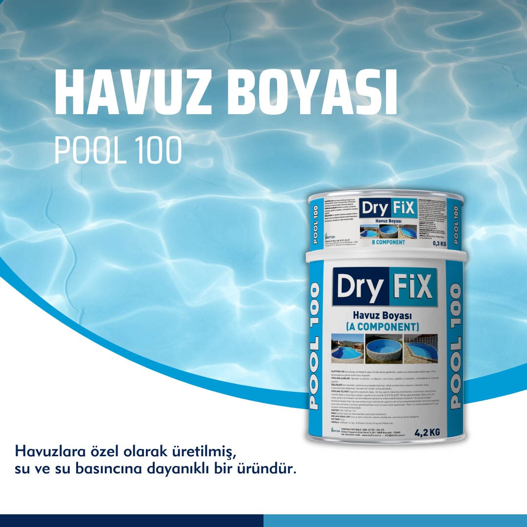 DryFix Havuz Boyası 4,5 kg/set | POOL 100 | Su Geçirmez -Yosun Tutmaz Havuz Boyası