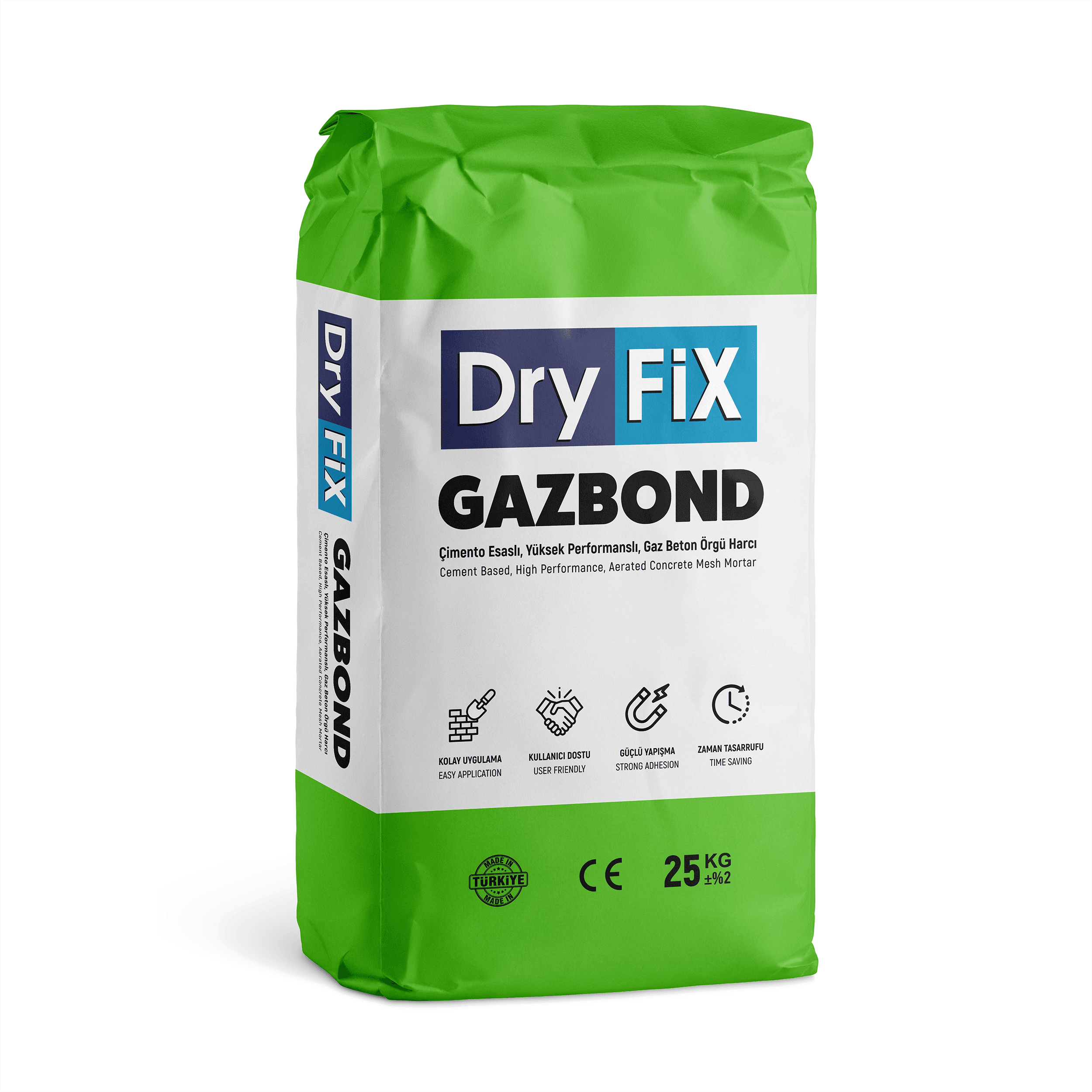 Çimento Esaslı, Yüksek Performanslı, Gaz Beton Örgü Harcı 25 kg | GAZBOND 64 ADET