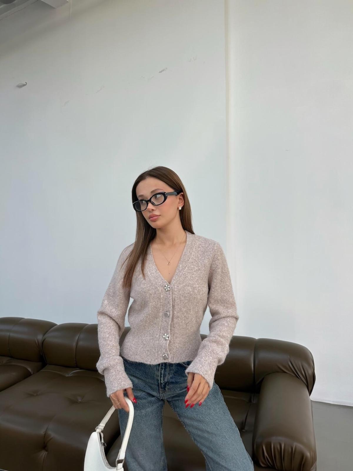 Silver Düğmeli Triko Hırka Lilia