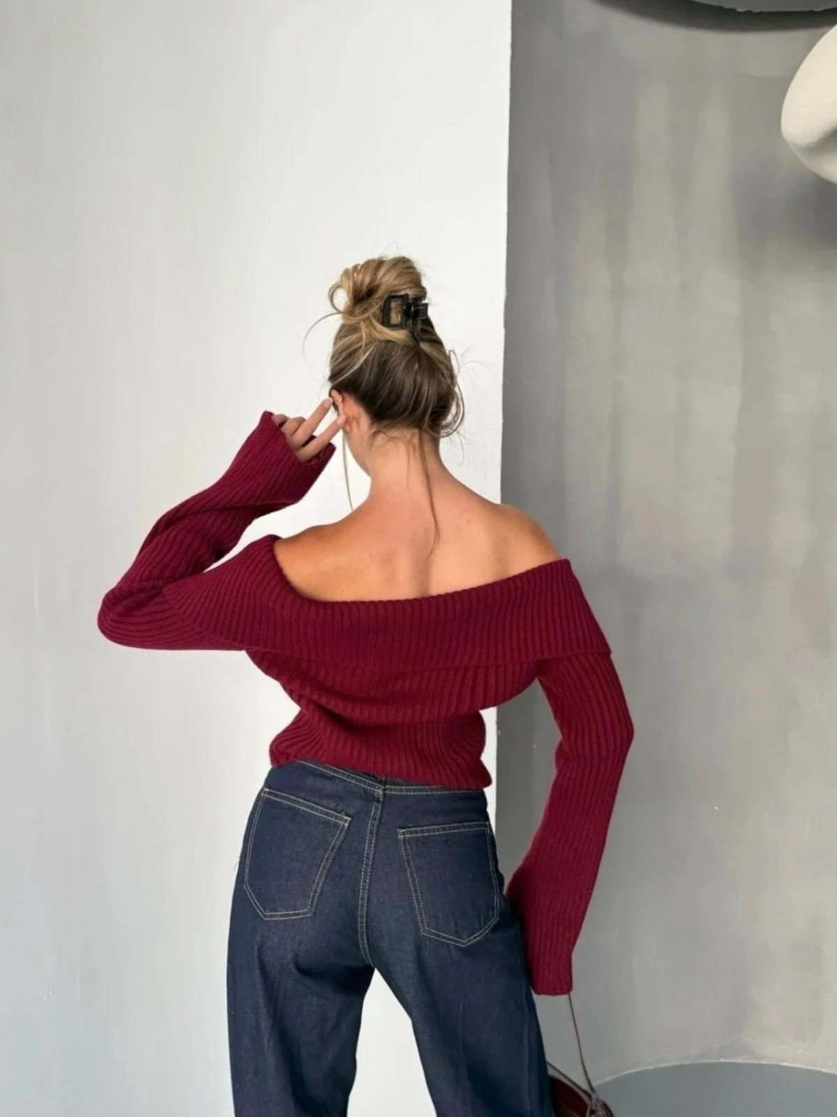 Madonna Yaka Çift Fermuarlı Triko Bella