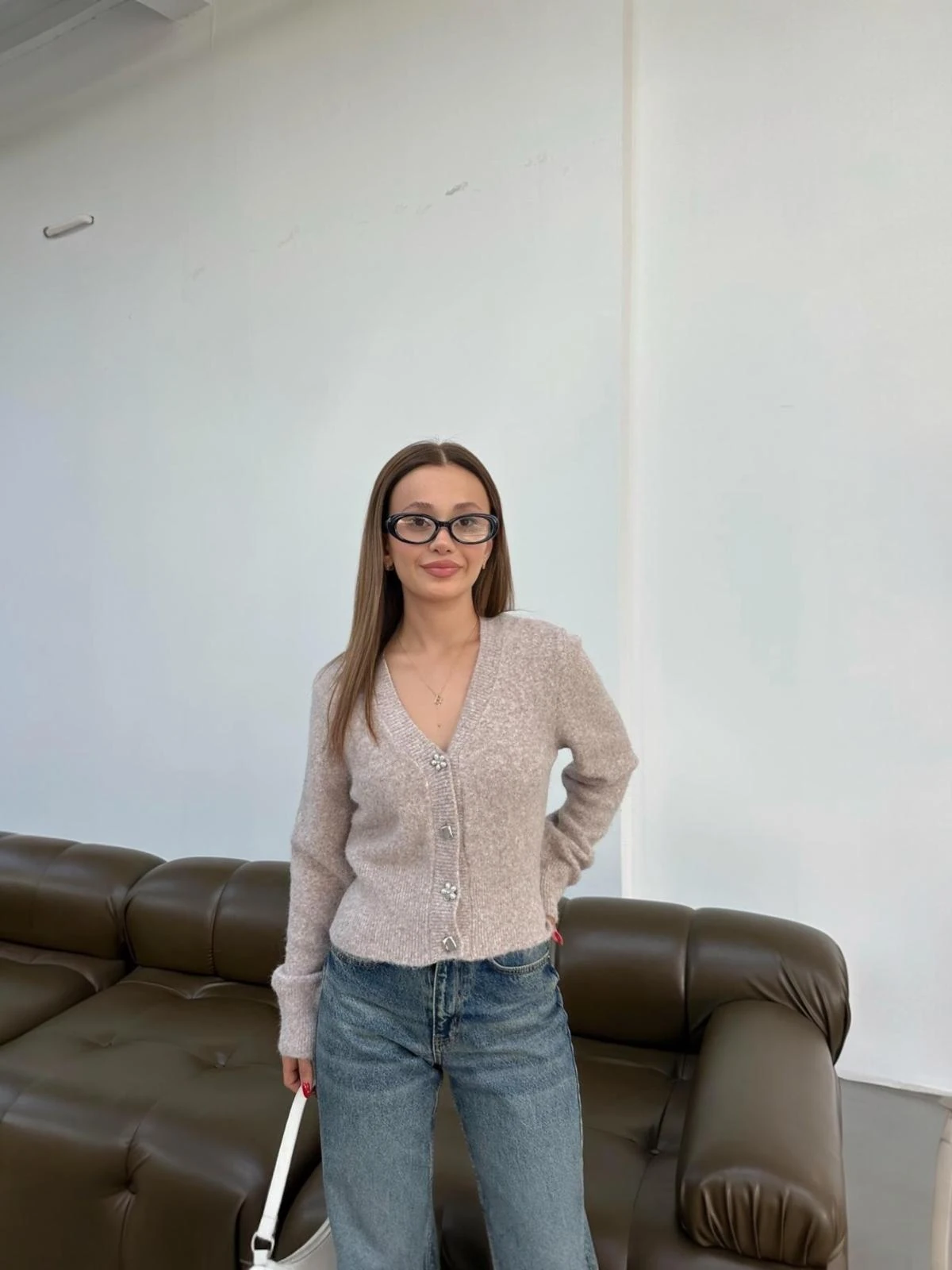 Silver Düğmeli Triko Hırka Lilia