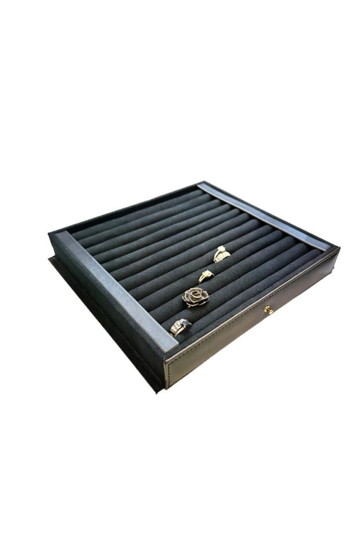 Diplomat Model Çekmeceli Camsız 15'li Saat Ve Yüzük Tesbih Kutusu Siyah