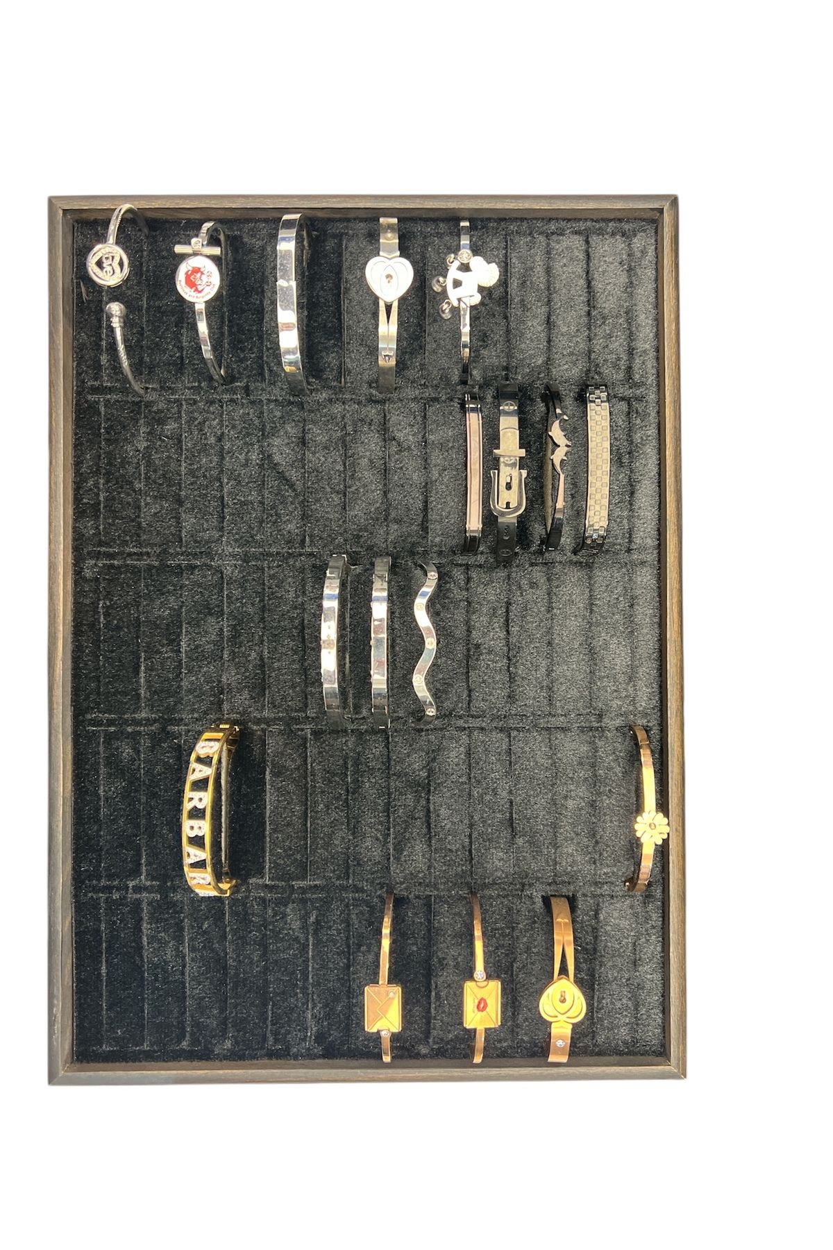 Kelepçe Bilezik Tablasi Ahşap Çerçeveli (34,5x24,5x4,5cm) Yakma Siyah