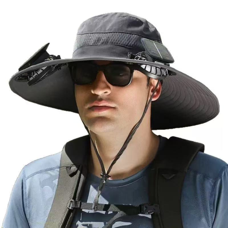 Erkek Çift Fanlı Şarjlı Şapka – 600 mAh Bataryalı, Ayarlanabilir Serinletici Pervaneli Şapka, Siyah