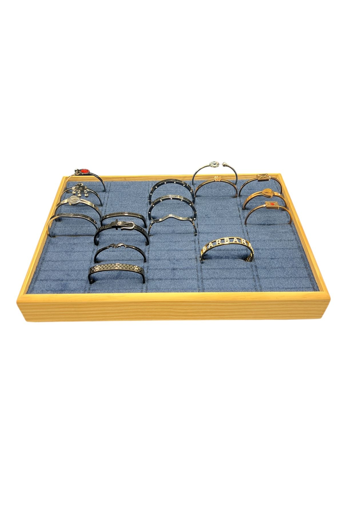 Kelepçe Bilezik Teşhir Tablasi Ahşap Çerçeveli (34,5x24,5x4,5cm) Ahşap Lacivert