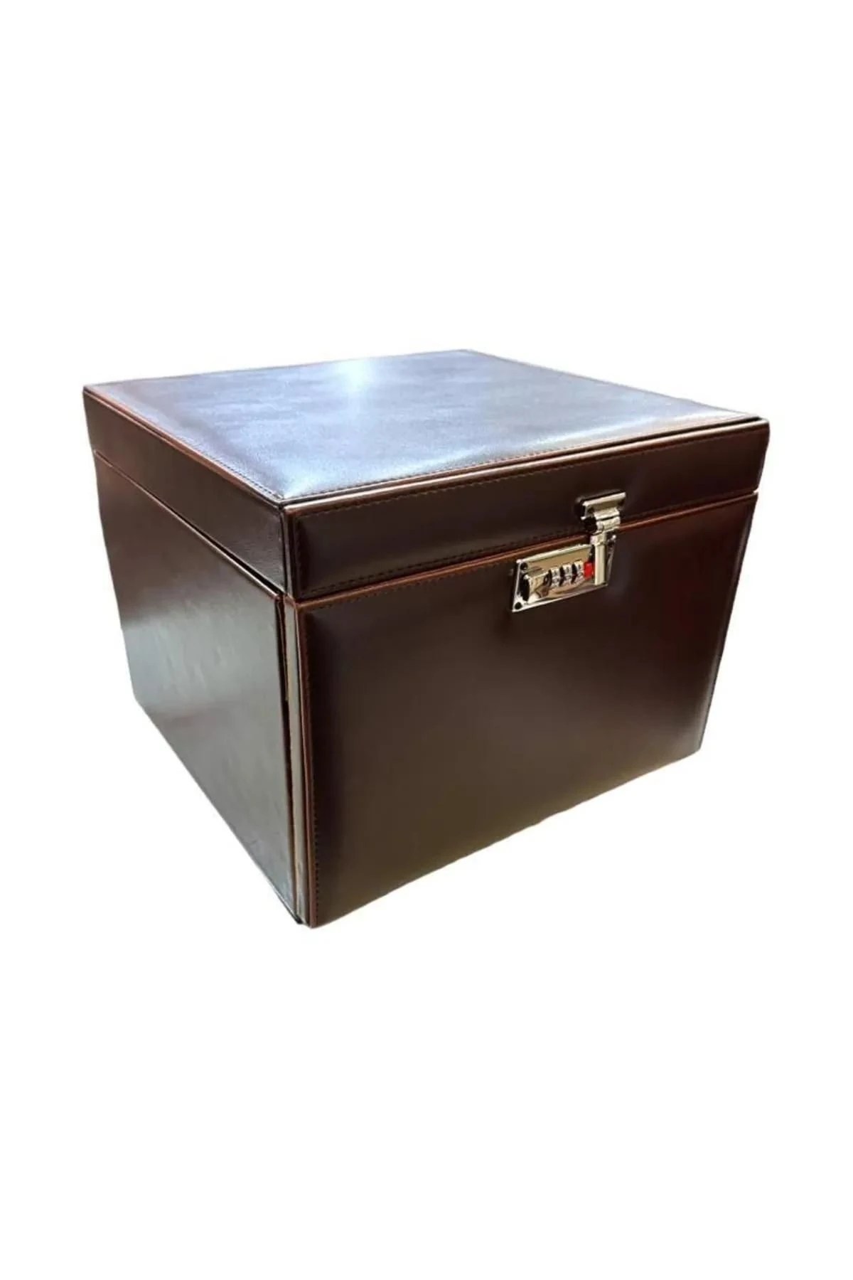 Diplomat Model Çekmeceli Camsız 15'li Saat Ve Yüzük Tesbih Kutusu Kahve