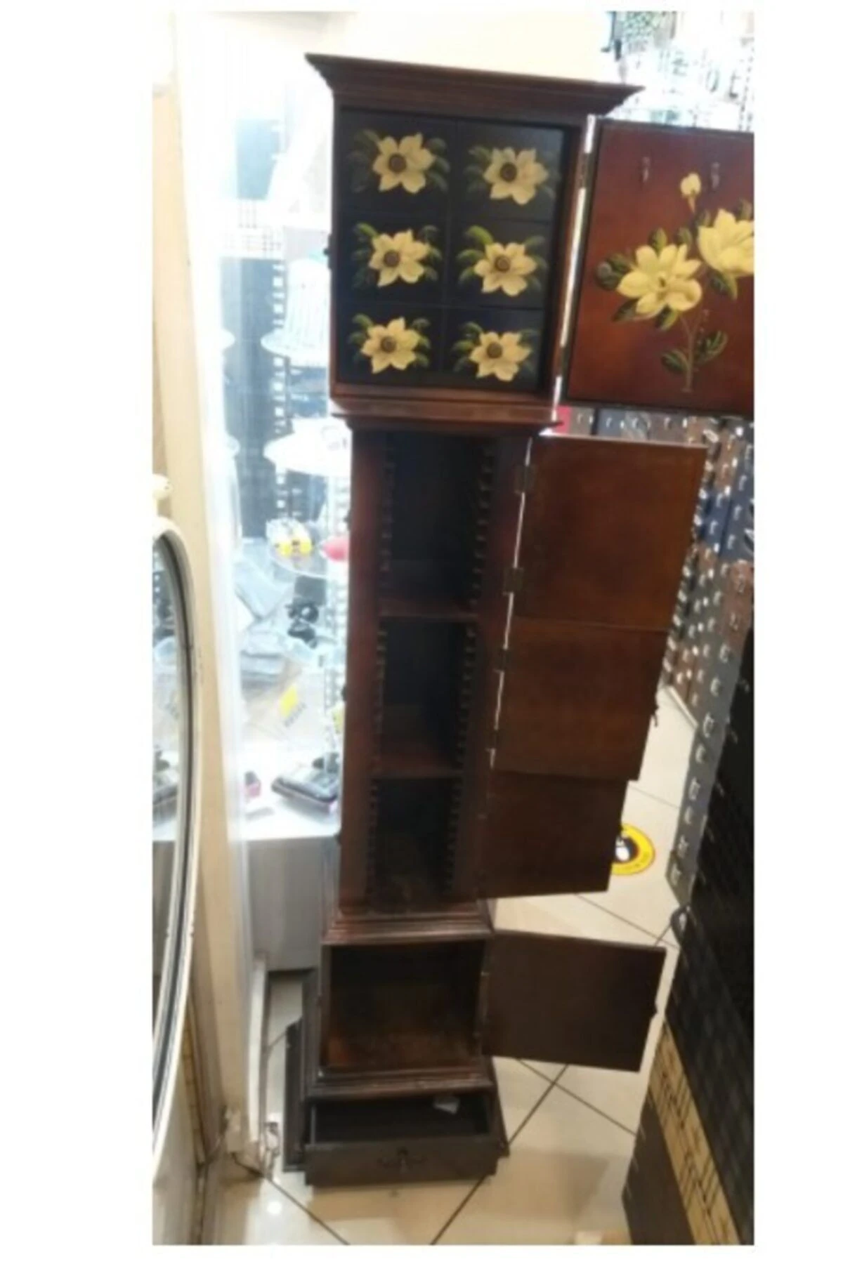 Özel El Yapımı Antik Dekoratif Ayaklı & Dolaplı Saat