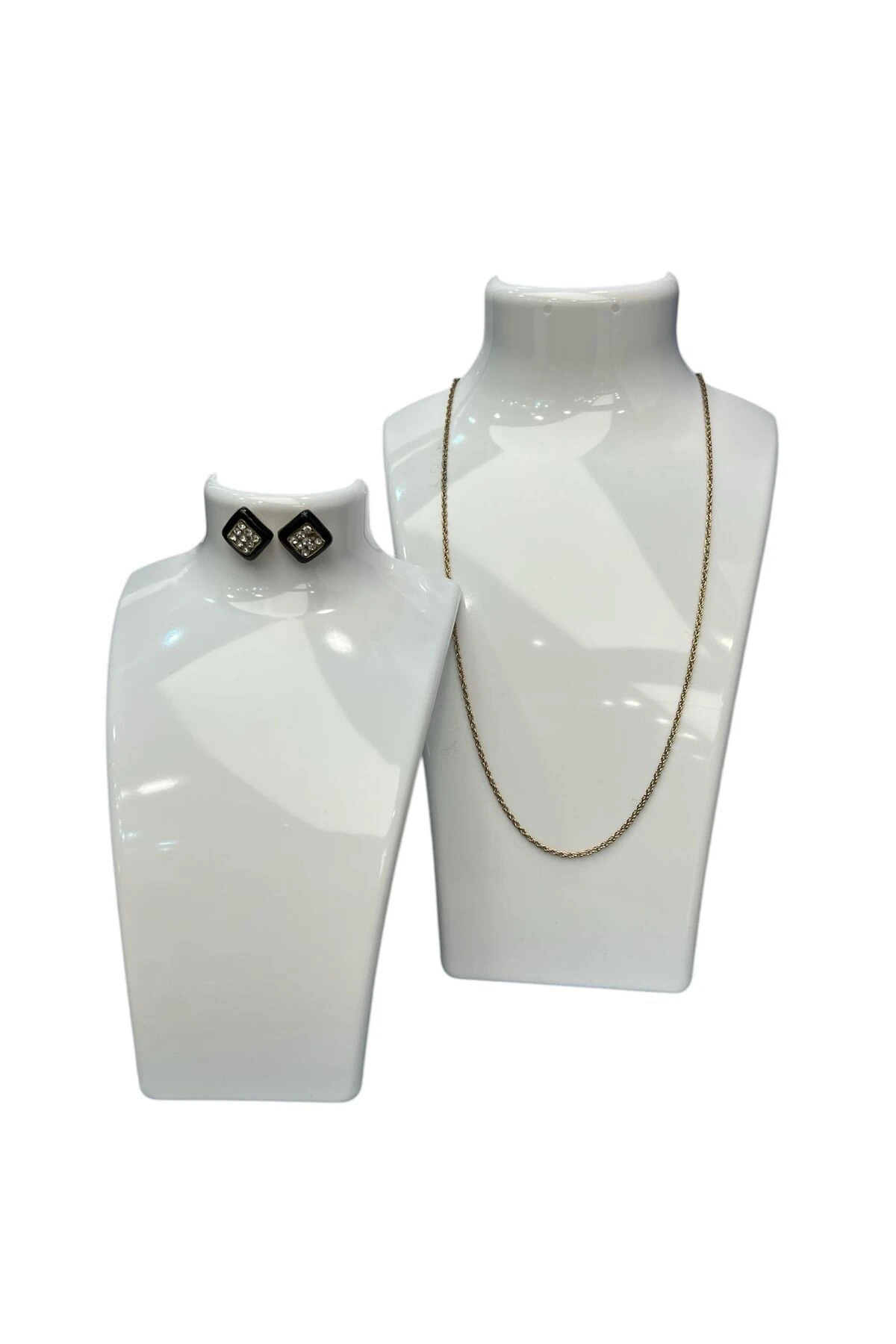 Kolye Standı 2li Set Akrilik Beyaz, Kolye ve Küpe Mankeni 2li Beyaz