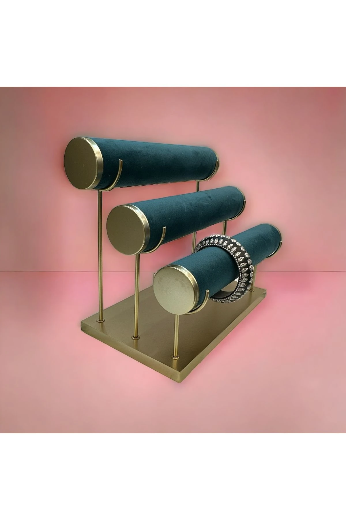 Takı Standı 3'lü Silindir Koyu Turkuaz Mavi