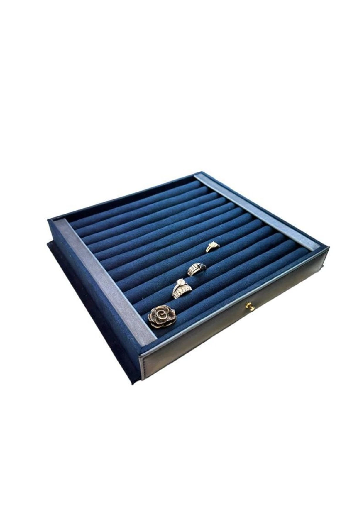 Diplomat Model Çekmeceli Camsız 15'li Saat Ve Yüzük Tesbih Kutusu Lacivert