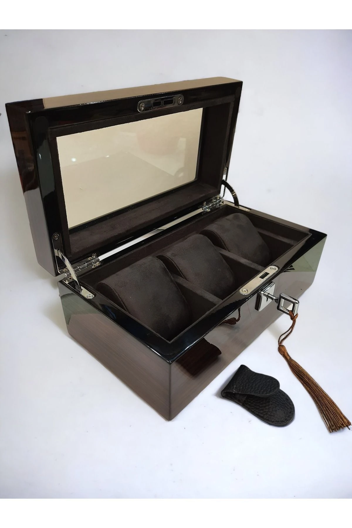 Saat Kutusu Özel Üretim Ahşap Damarlı Model 3'lü