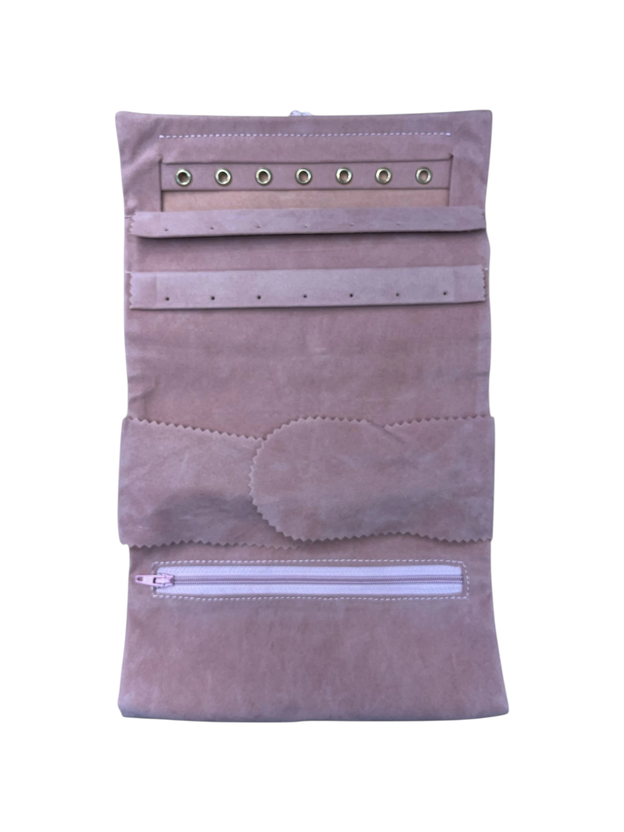 Kadife Takı ve Mücevher Seyahat Rulo Düzenleyicisi – Pembe 35x20 cm