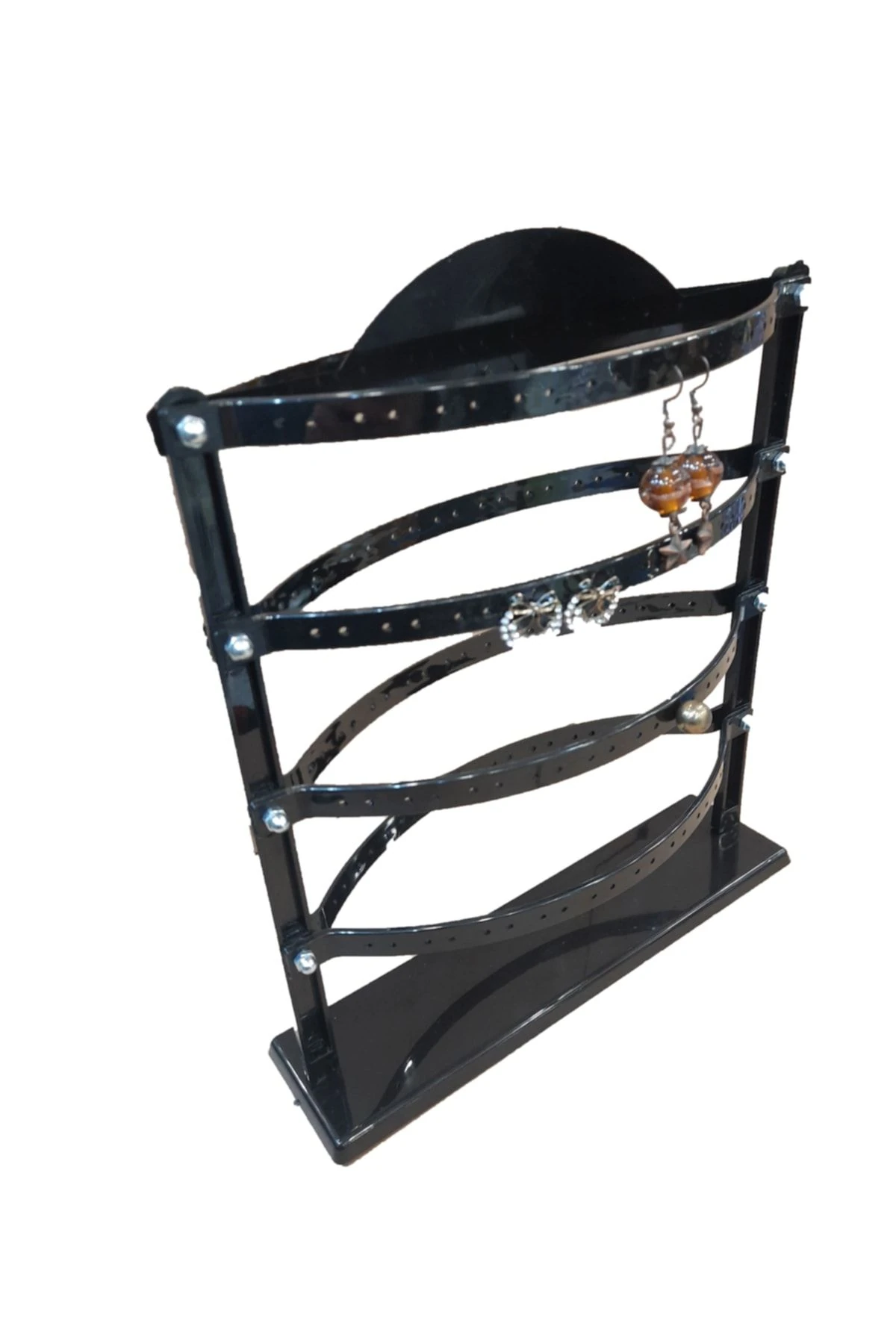 Küpe Standı 4 Katlı Çift Yönlü Oval Siyah