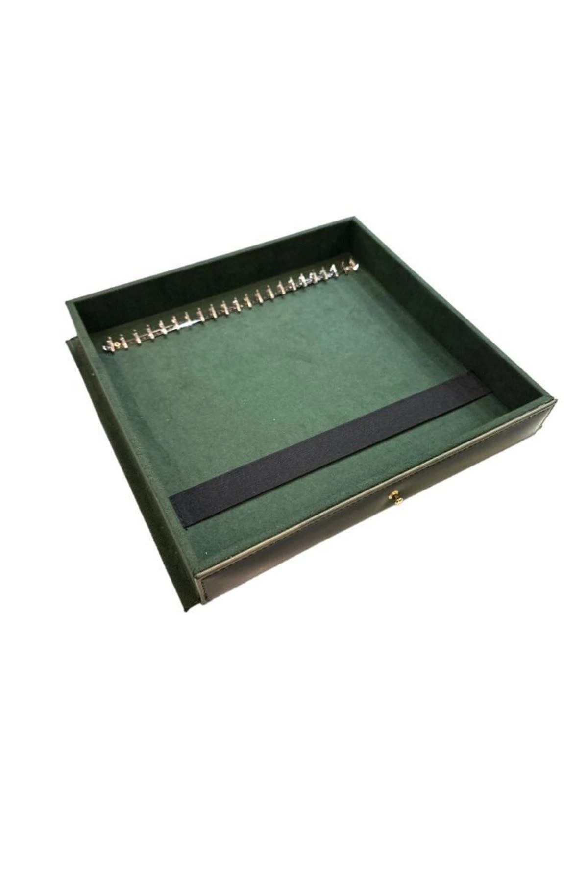 Diplomat Model Çekmeceli Camsız 15'li Saat Ve Yüzük Tesbih Kutusu Yeşil