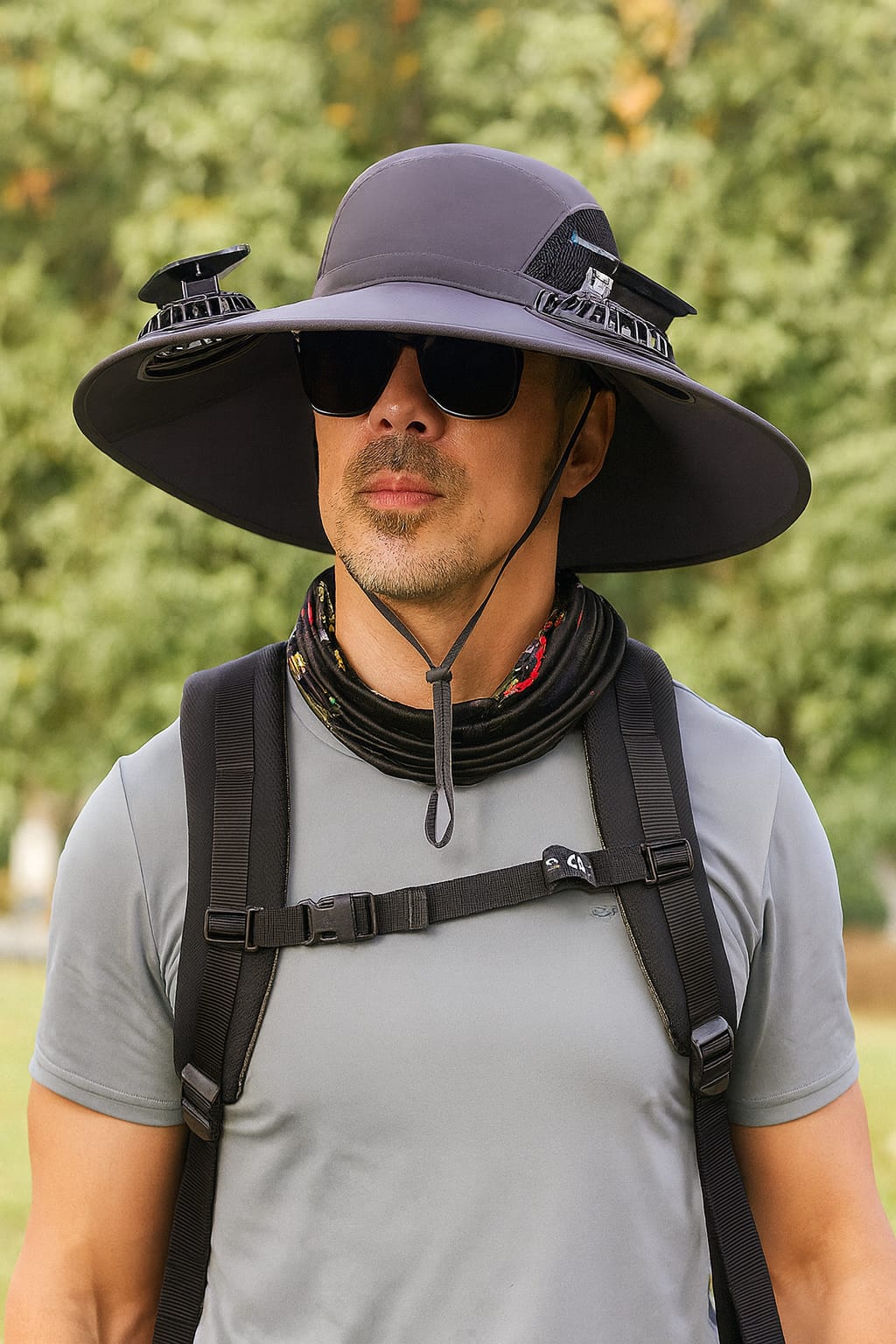 Erkek Çift Fanlı Şarjlı Şapka – 600 mAh Bataryalı, Ayarlanabilir Serinletici Pervaneli Şapka, Siyah