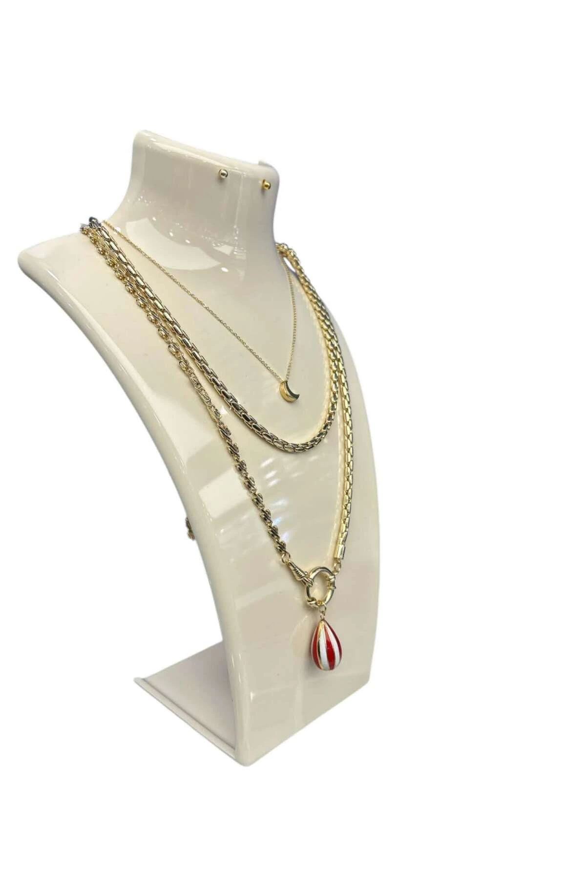 Kolye Standı Akrilik -Takı Teşhir ve Saklama Standı Krem 19x30 cm