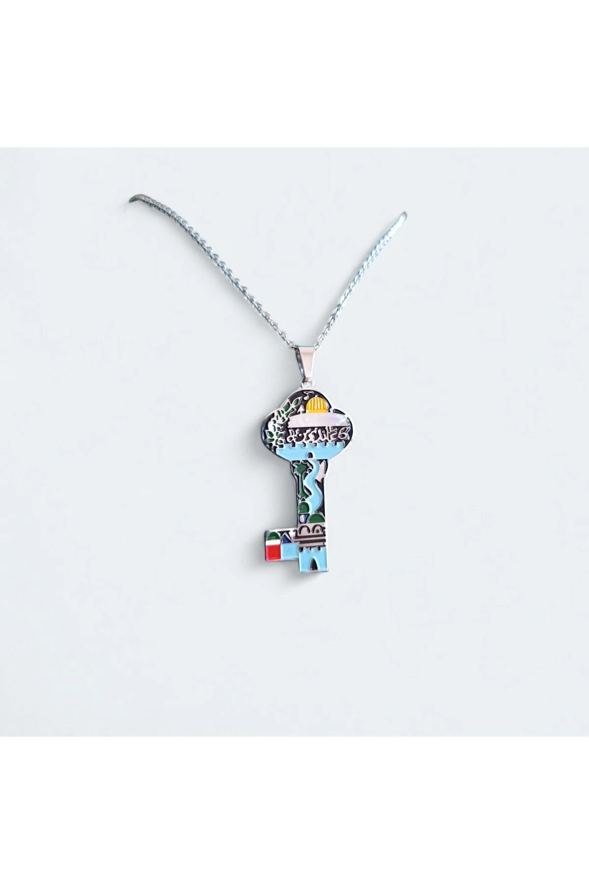 Filistin Mescid-i Aksa Temalı Anahtar Sembollü Özel Tasarım Kolye