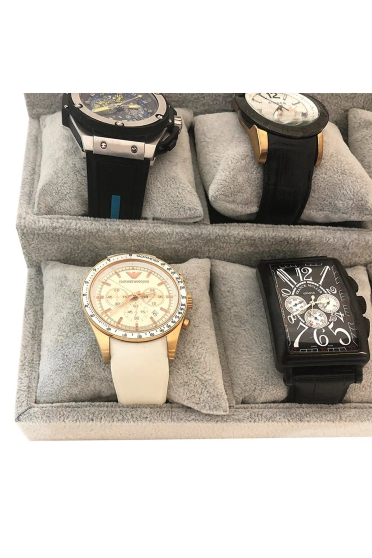 Saat Ve Bileklik Tablası 12'li Kademeli Süet Gri