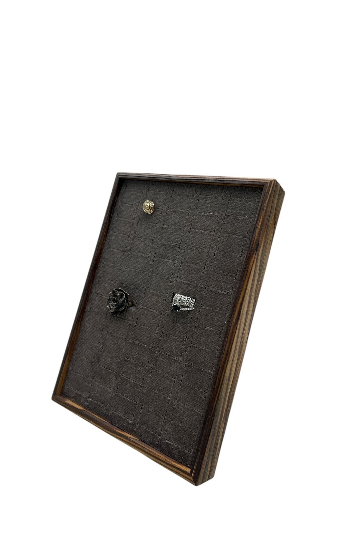 Ahşap Ayakta Durabilen Yüzük, Pirsing ve Küpe Standı - 24x17 cm (70 Adet Kapasite)