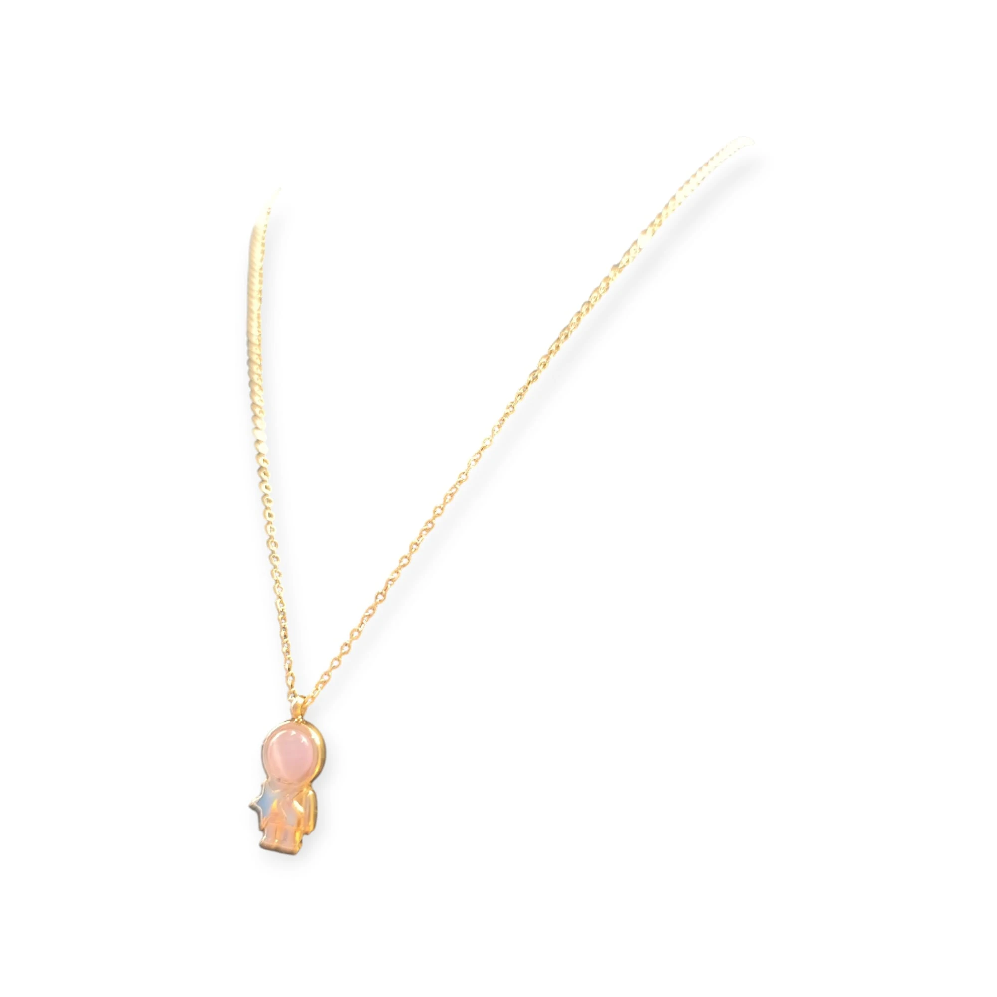 Astronot Figürlü Altın Renk Kolye – Yıldız Detaylı Uzay Temalı Tasarım