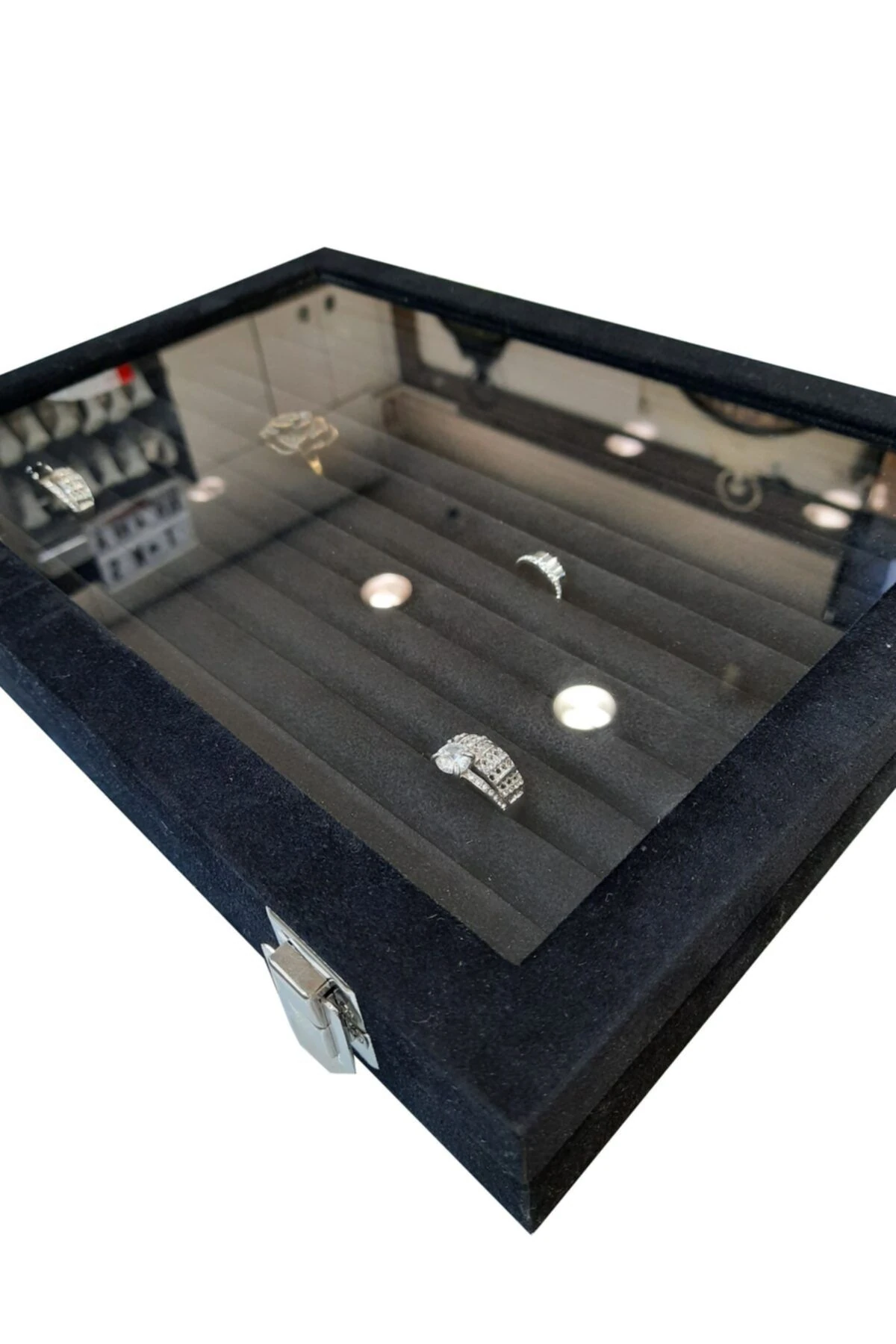 Yüzük Kutusu Sosis Model Alcantara Siyah