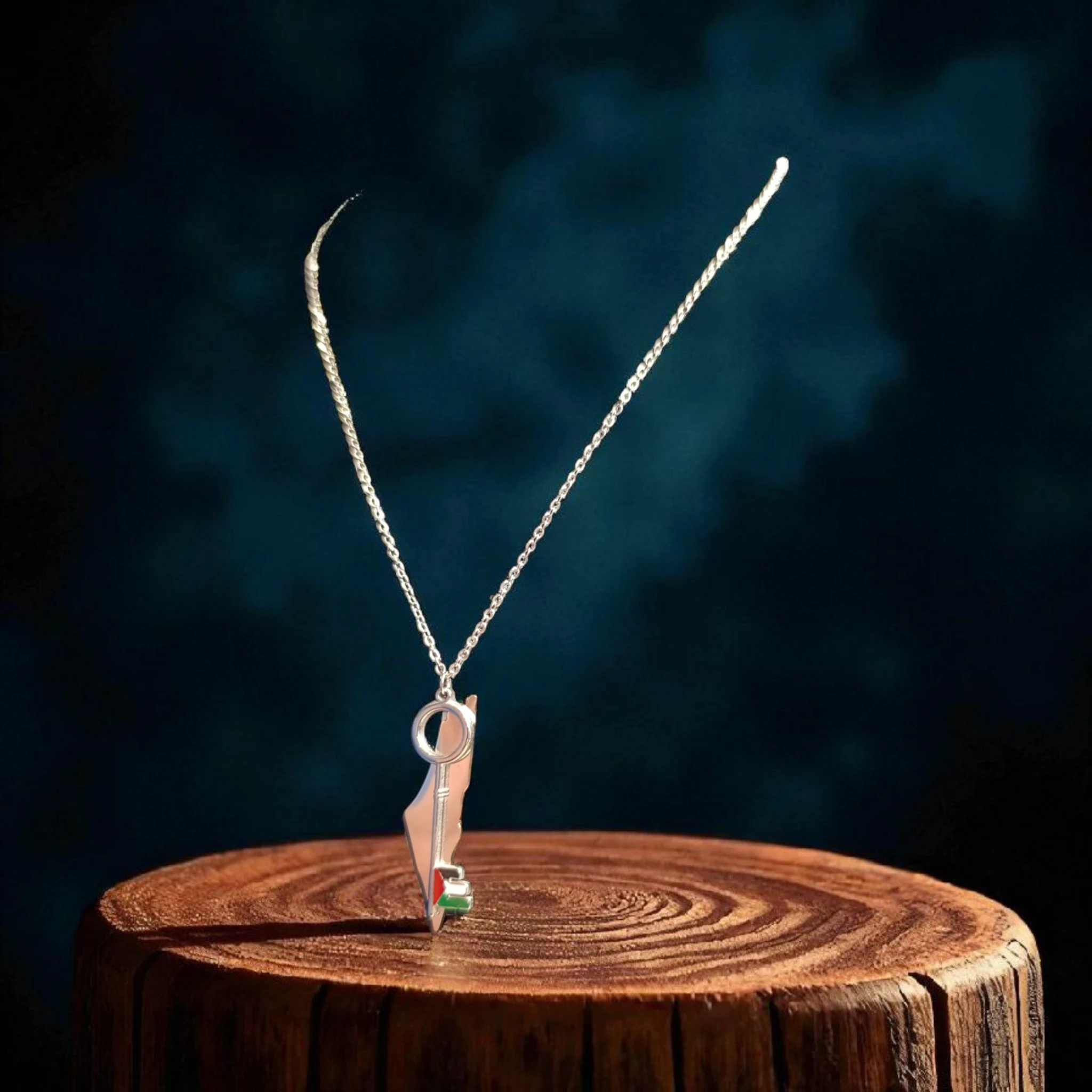 Filistin Harita Anahtar Model Özel Tasarım Çelik Kolye