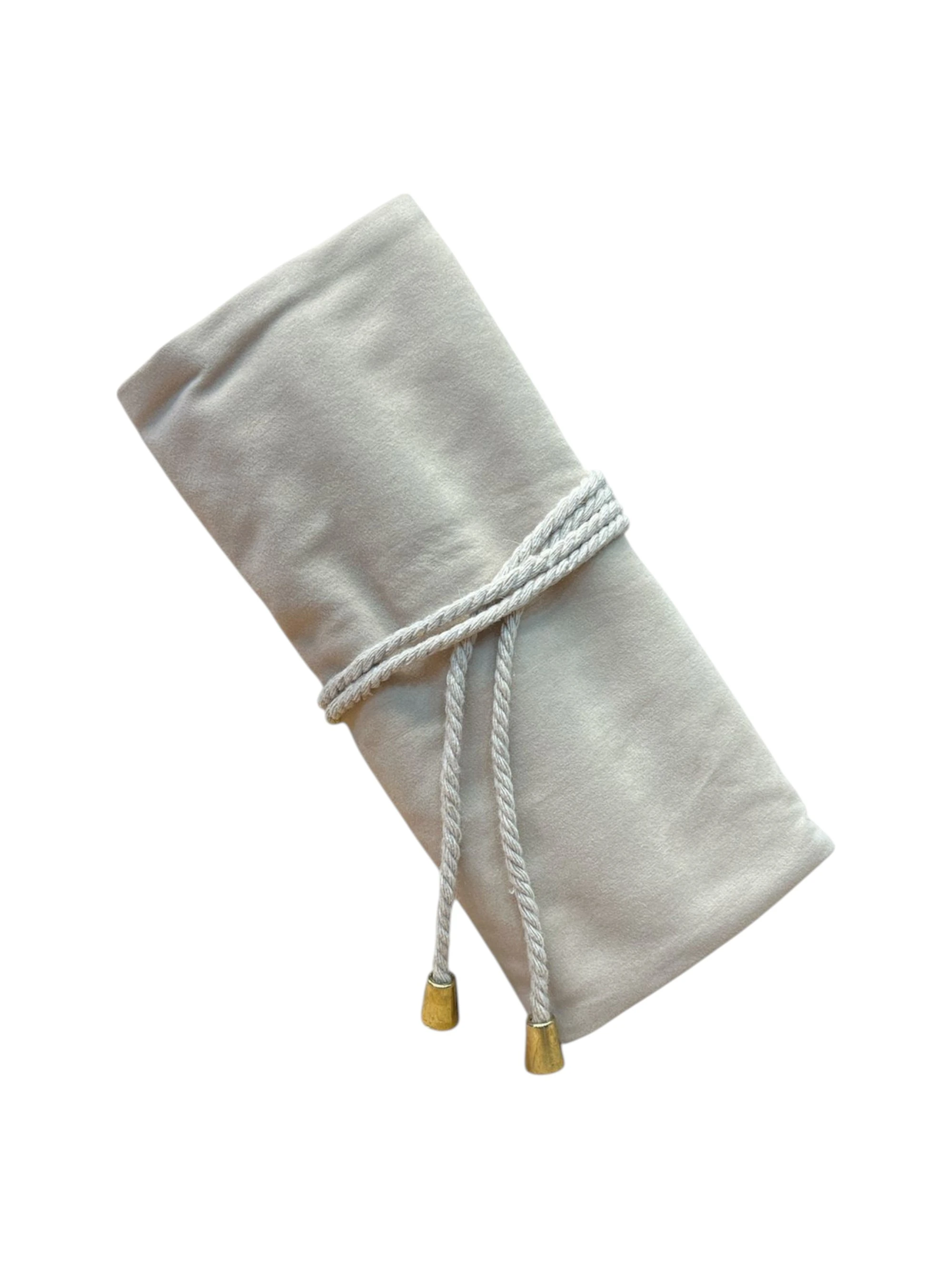 Kadife Takı ve Mücevher Seyahat Rulo Düzenleyicisi – Krem 35x20 cm