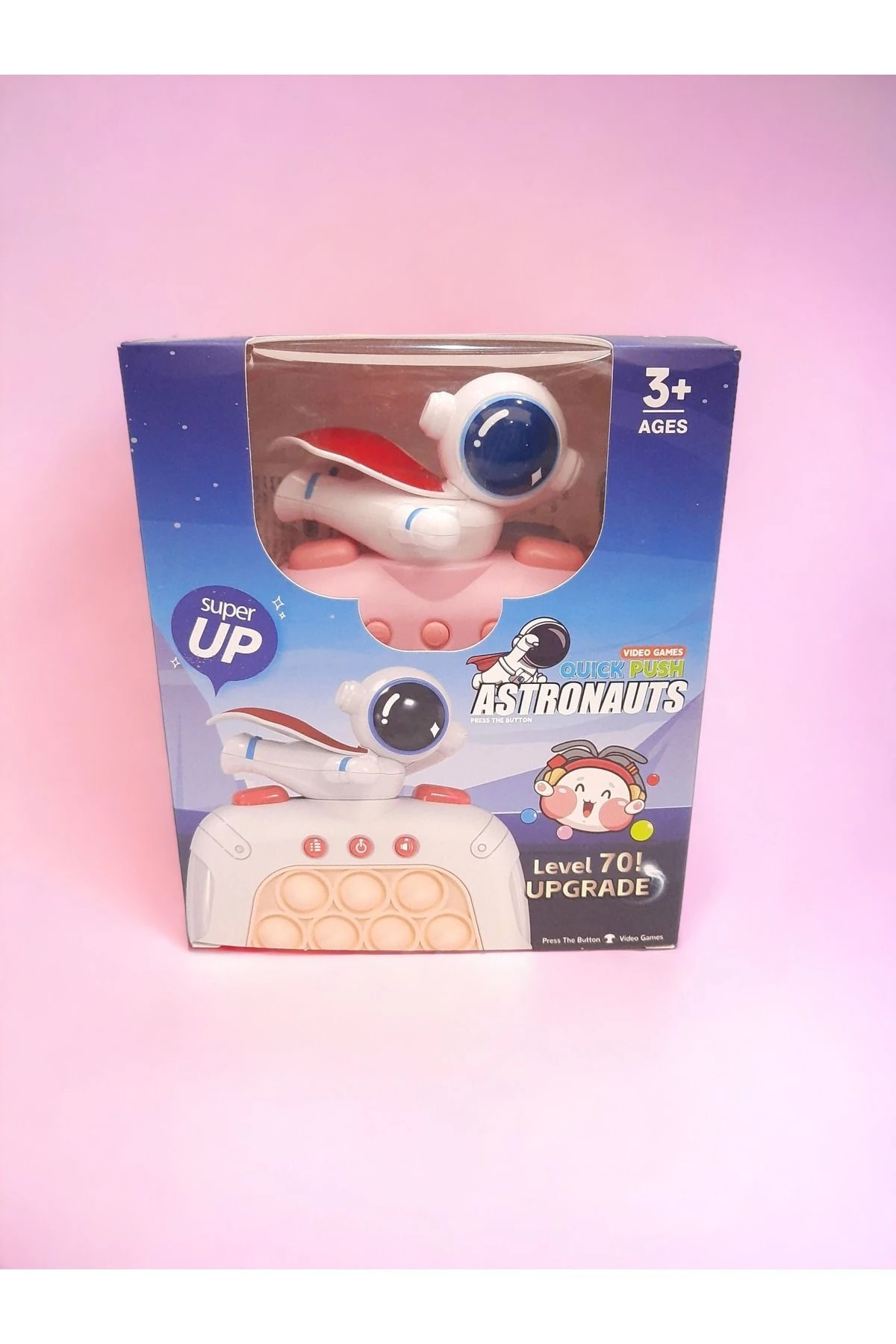 Yılbaşı Hediyesi, Eğitici Oyuncak, Işıklı Oyuncak, Popit Uçan Astronot Pembe