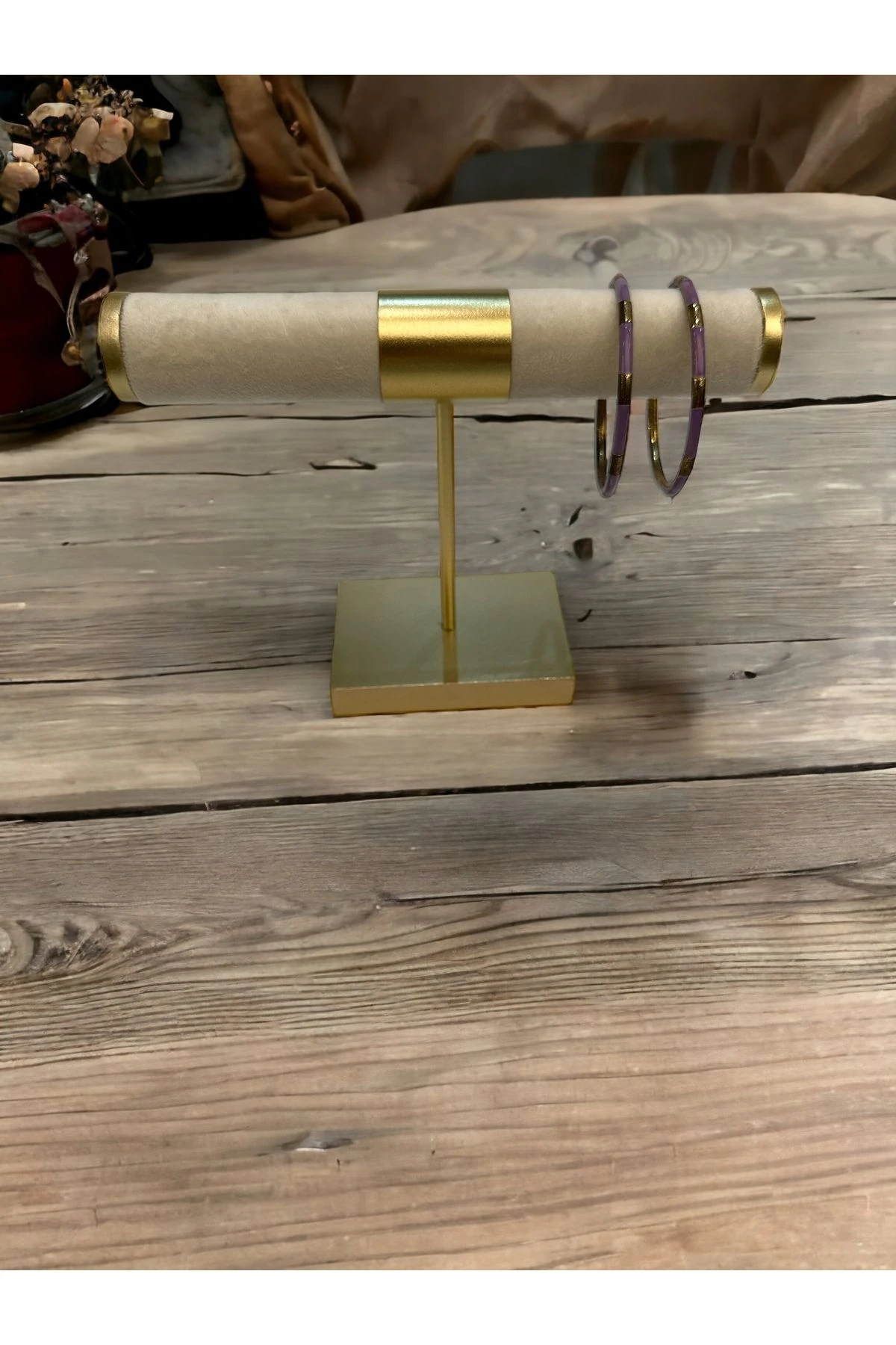 Takı Standı İnce Tekli Silindir Krem