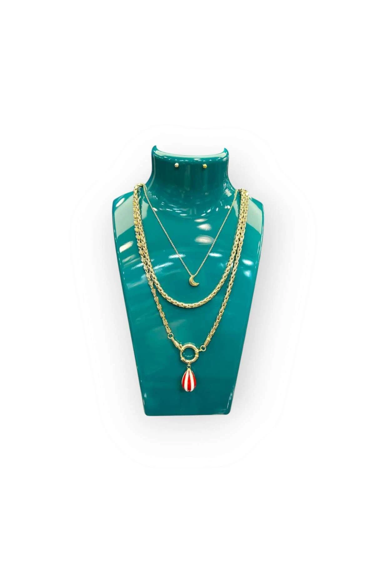 Kolye Standı Akrilik -Takı Teşhir ve Saklama Standı Turkuaz 19x30 cm