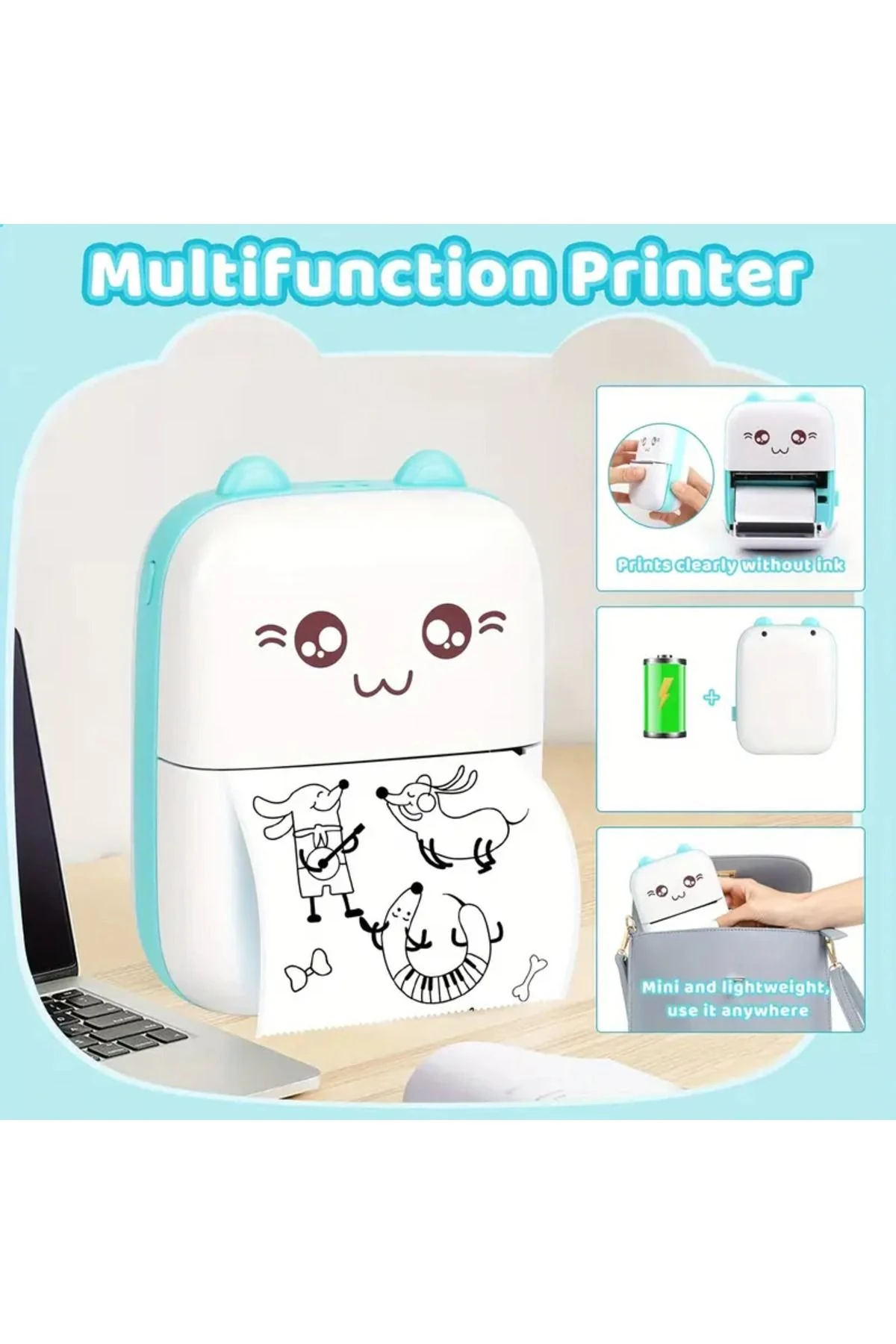 Taşınabilir Yazıcı, Bluetooth Mini Yazıcı, Kablosuz Termal Yazıcı, Resim Not Yazıcı, Wifi Jet Print