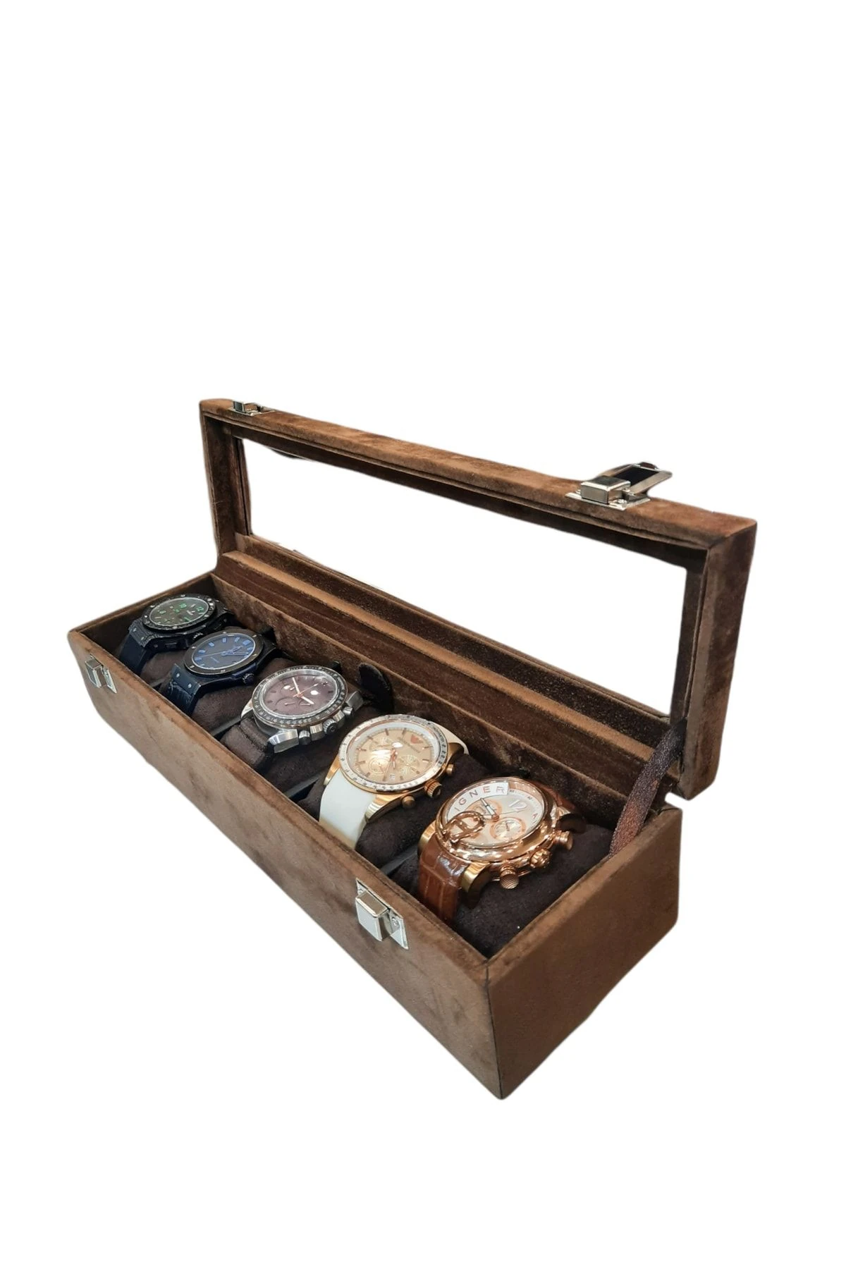 Saat Kutusu 5'li Alcantara Kahve