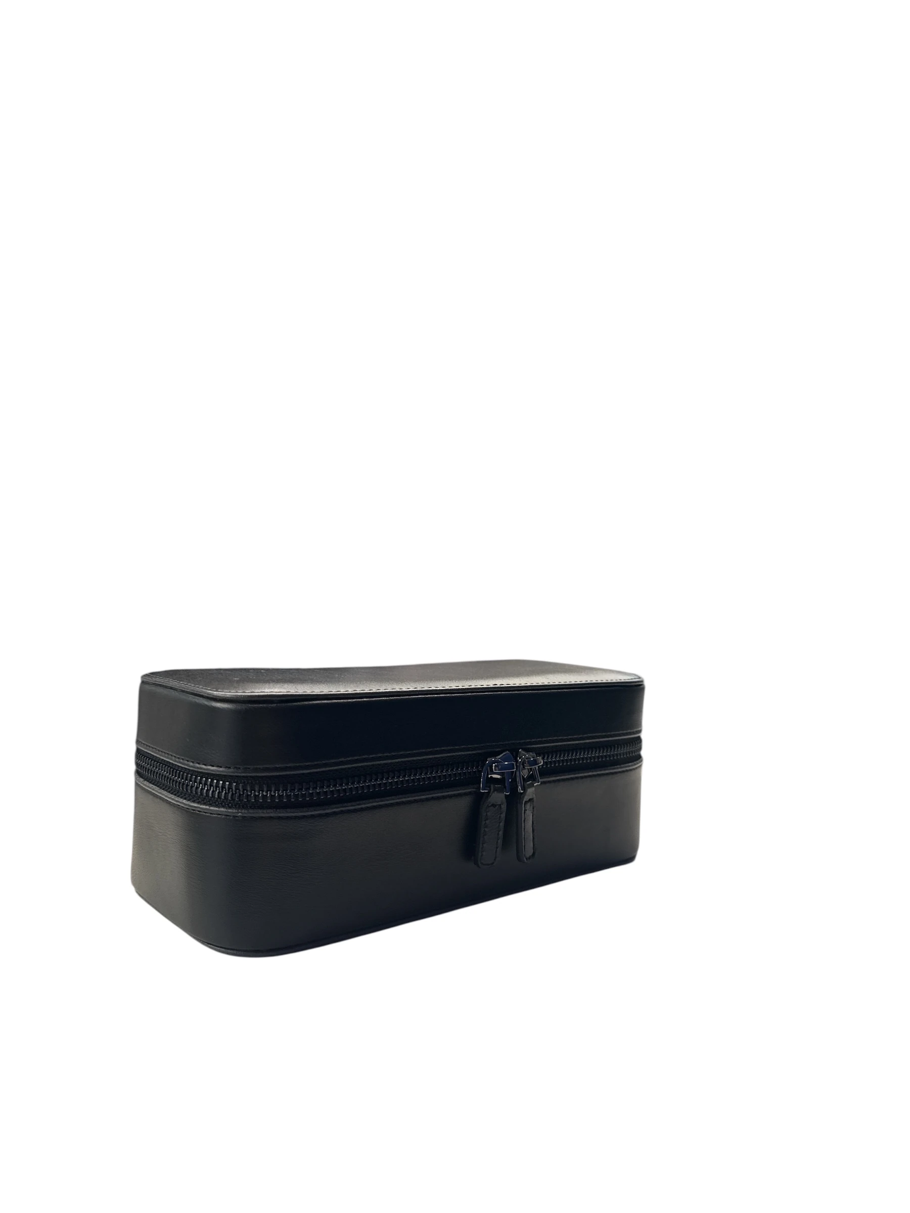 Saat Çantası 3’lü Fermuarlı Saat ve Takı Kutusu – Pull Up, Metal Fermuarlı, El Yapımı Seyahat Kutusu Siyah