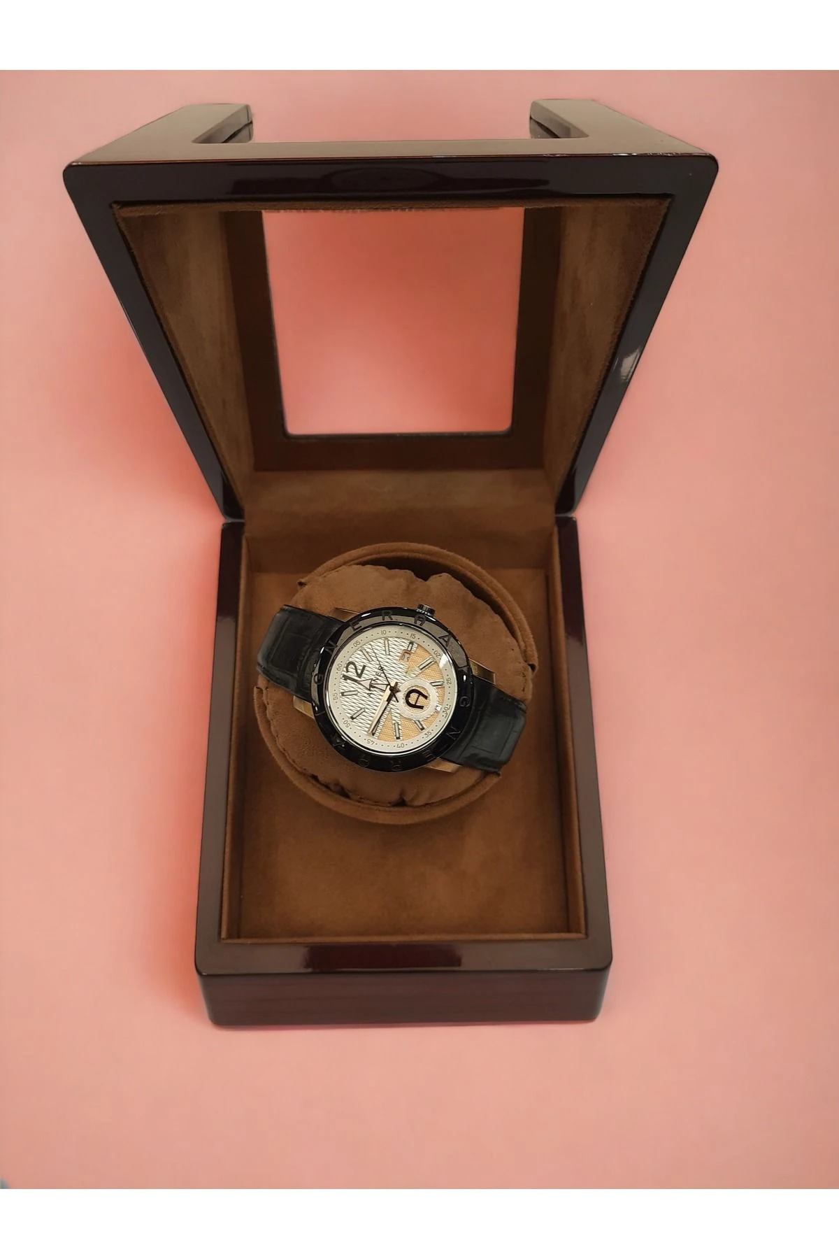 Otomatik Saat Kurma Kutusu, Tek'li, piano brown