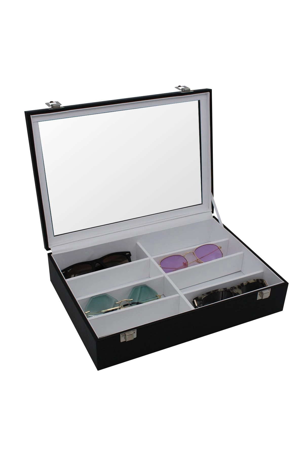 Gözlük Kutusu 8'li Siyah Içi Beyaz