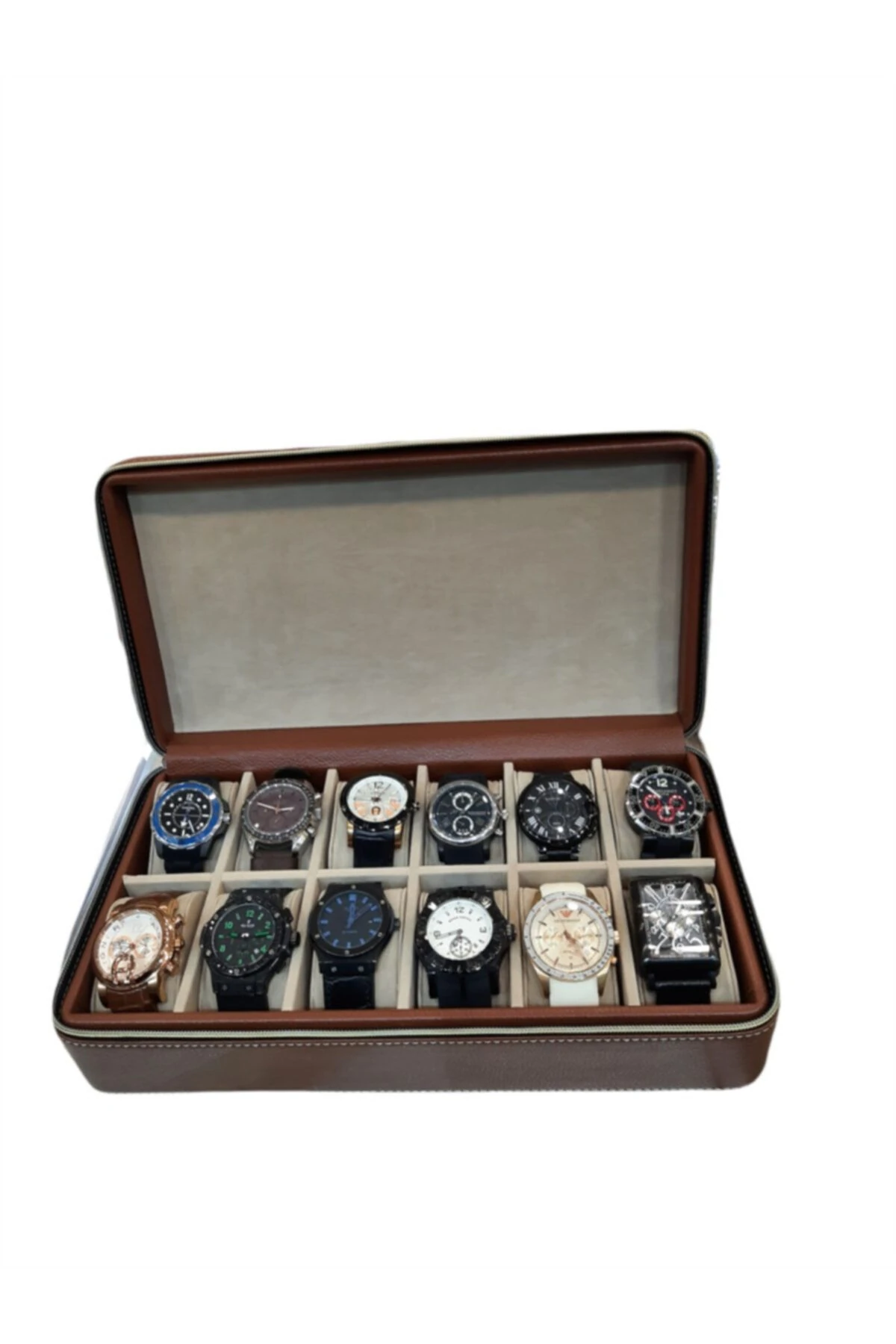 Saat Kutusu 12’li Fermuarlı Diplomat Model Taba