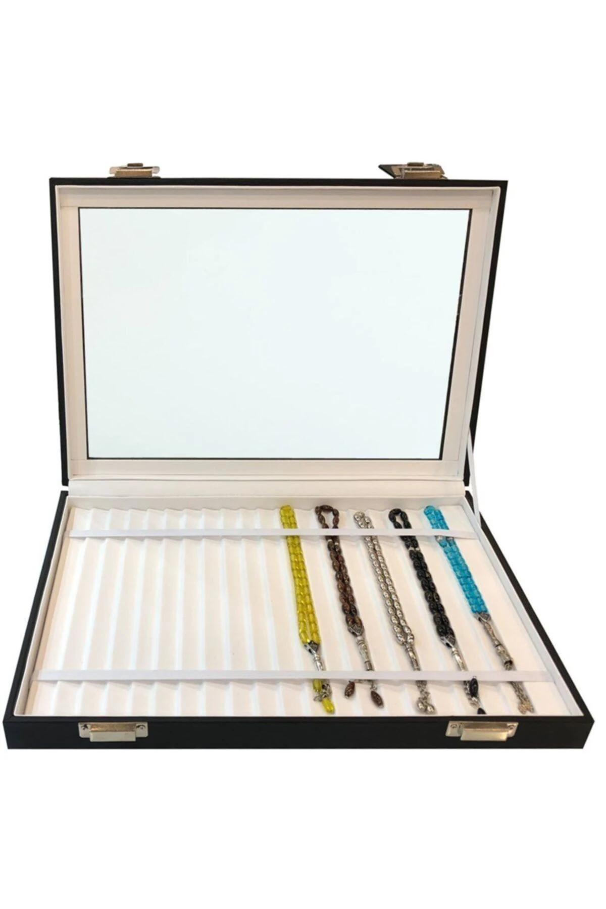 Tesbih Kutusu Lastikli Camlı Siyah