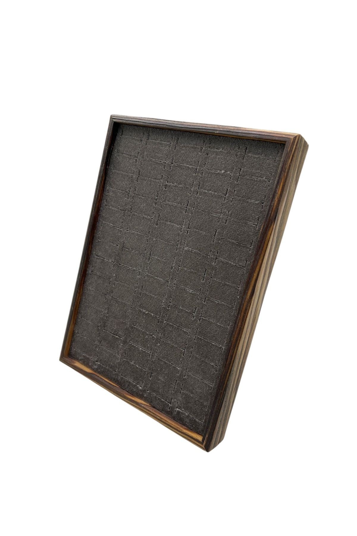 Ahşap Ayakta Durabilen Yüzük, Pirsing ve Küpe Standı - 24x17 cm (70 Adet Kapasite)