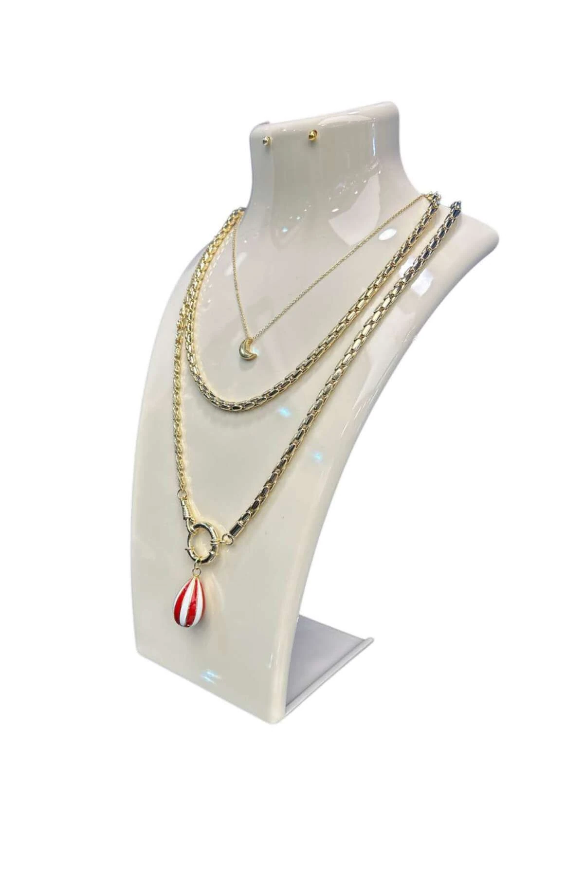 Kolye Standı Akrilik -Takı Teşhir ve Saklama Standı Krem 19x30 cm