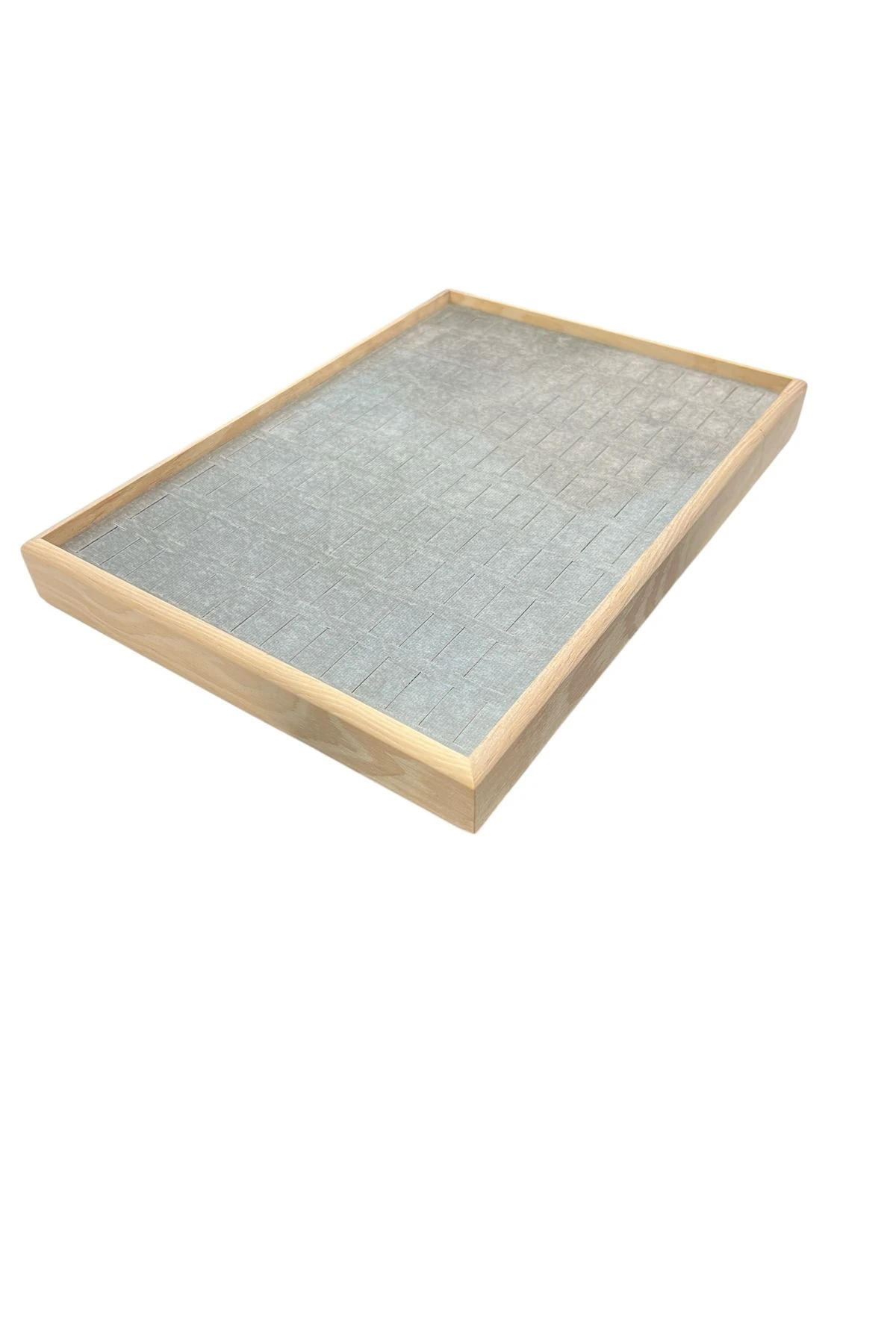 Ahşap Yüzük Takı Piercing Tablasi (34,5x24,5x2,5cm) Ahşap Gri