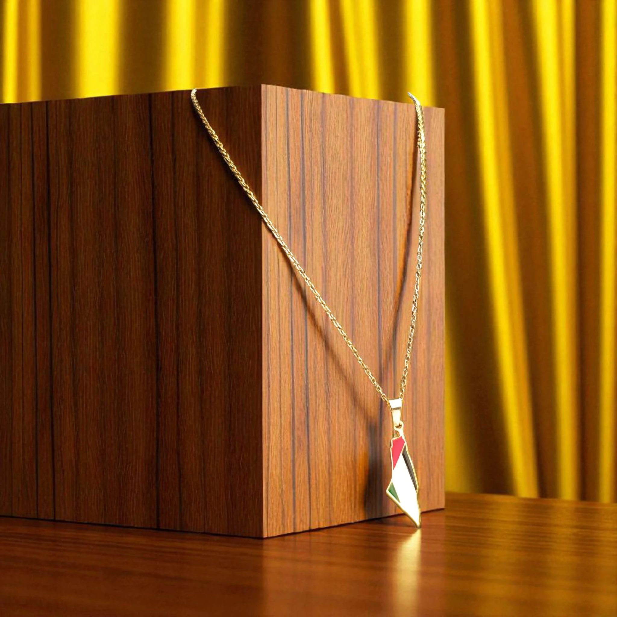 Filistin Harita Tasarım Çelik Kolye