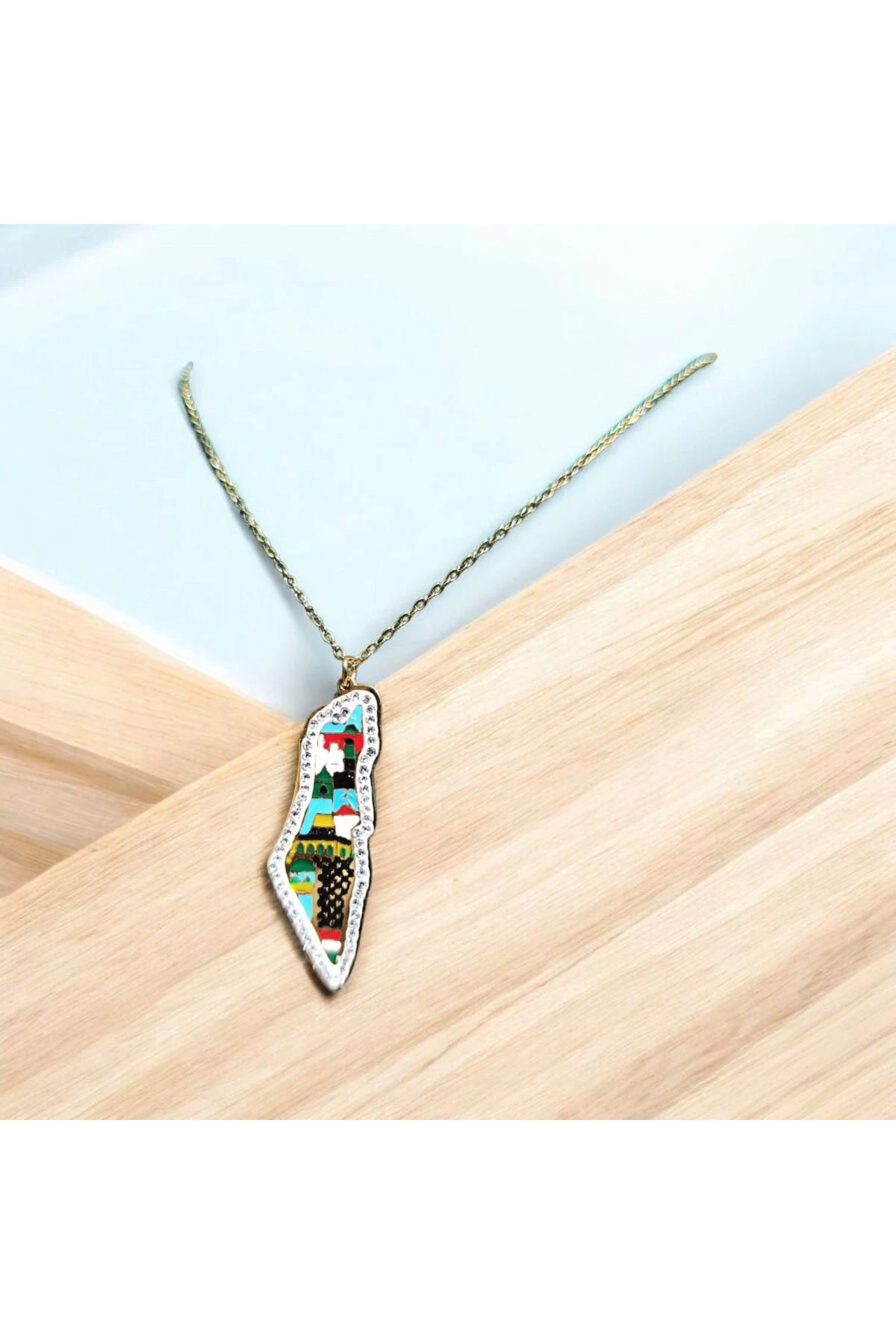 Filistin Haritalı Mescid-i Aksa Temalı Özel Tasarım Kolye