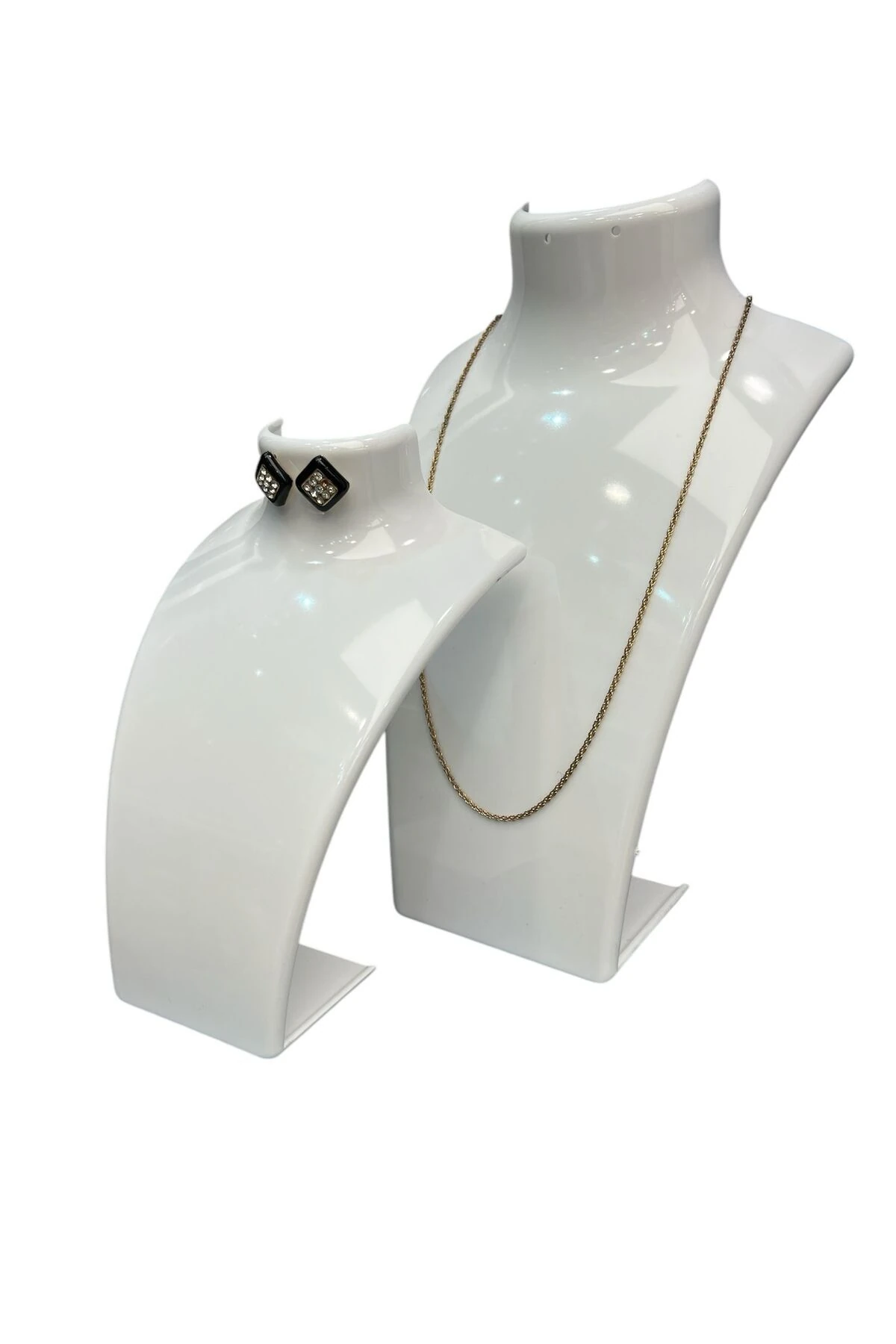 Kolye Standı 2li Set Akrilik Beyaz, Kolye ve Küpe Mankeni 2li Beyaz