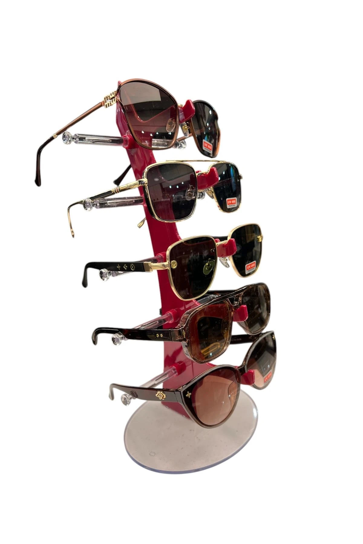 Gözlük Standı Yelken Model, 5 Gözlük Kapasiteli Standı Fuşya