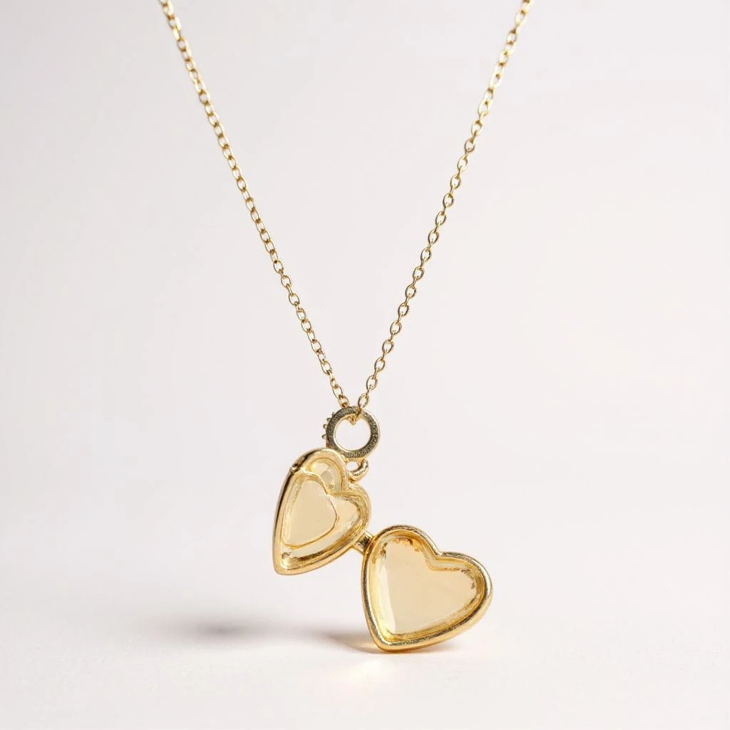 Kalp Tasarım Taşlı Kolye – Zarif ve Anlamlı Hediyelik Takı- Açılabilir Locket Model Taşlı Kolye